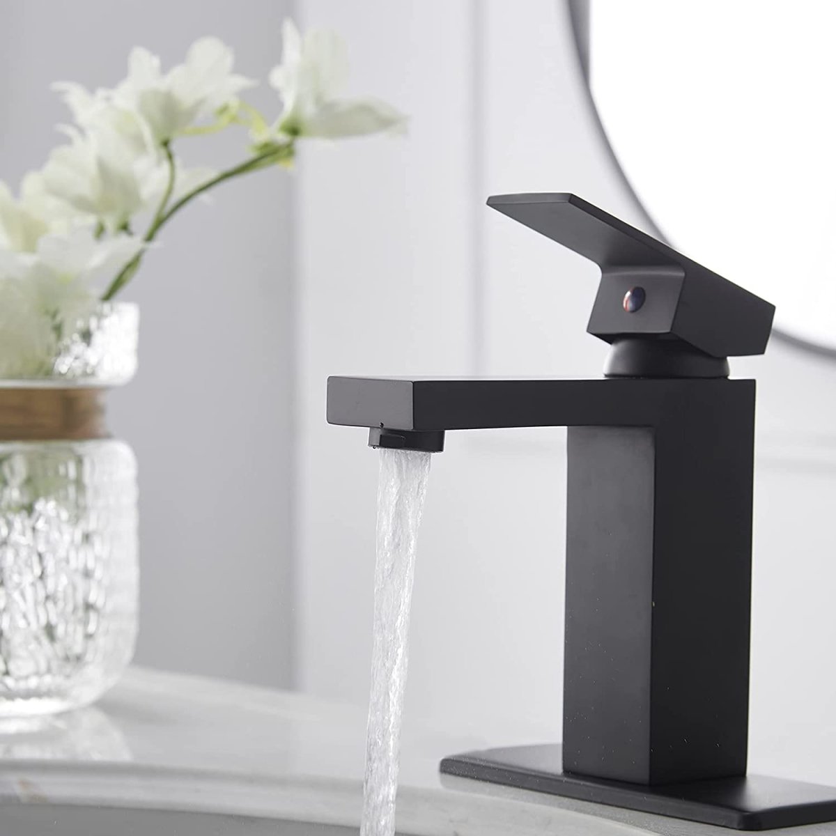 Single Hole Single-Handle Bathroom Faucet Matte Black - buyfaucet.com