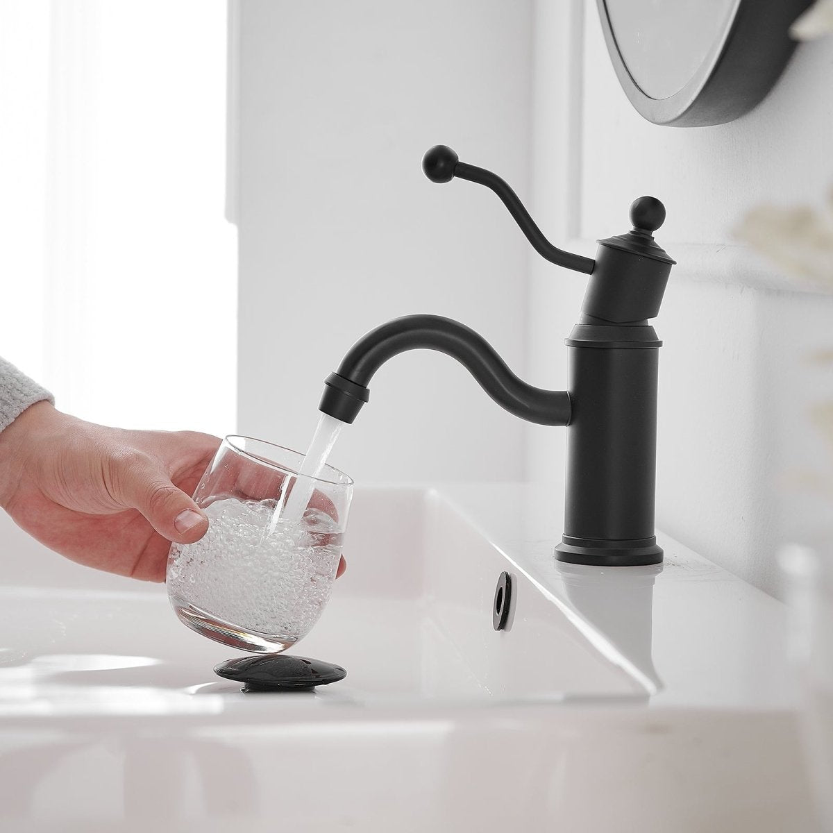 Single Hole Single-Handle Bathroom Faucet Matte Black - buyfaucet.com