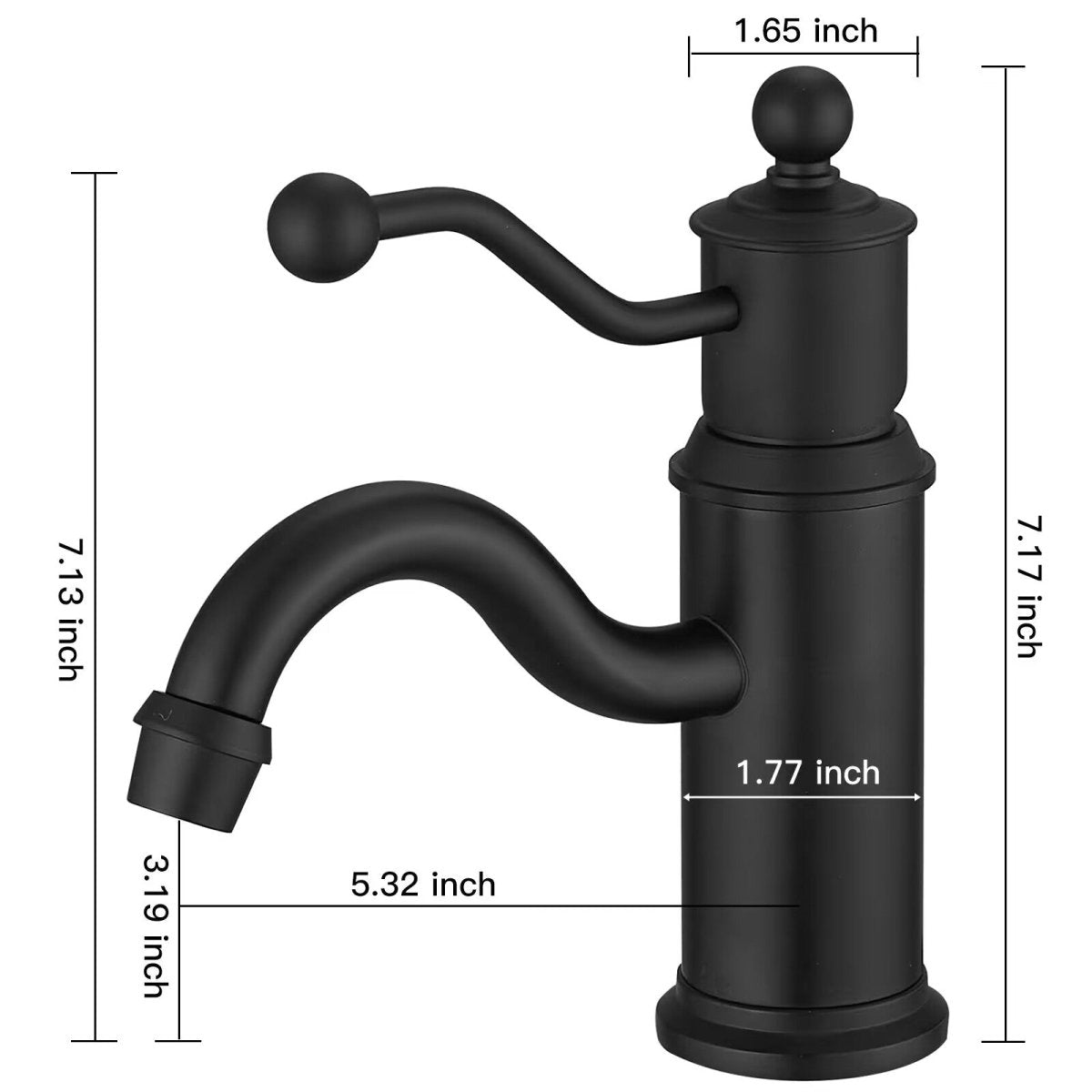 Single Hole Single-Handle Bathroom Faucet Matte Black - buyfaucet.com