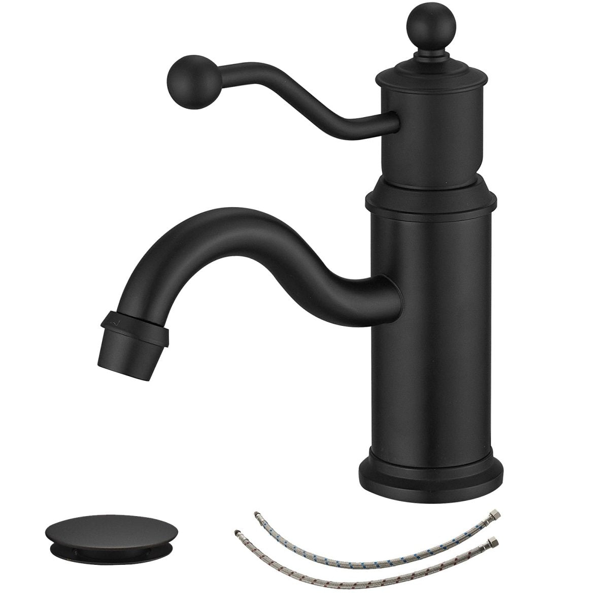 Single Hole Single-Handle Bathroom Faucet Matte Black - buyfaucet.com