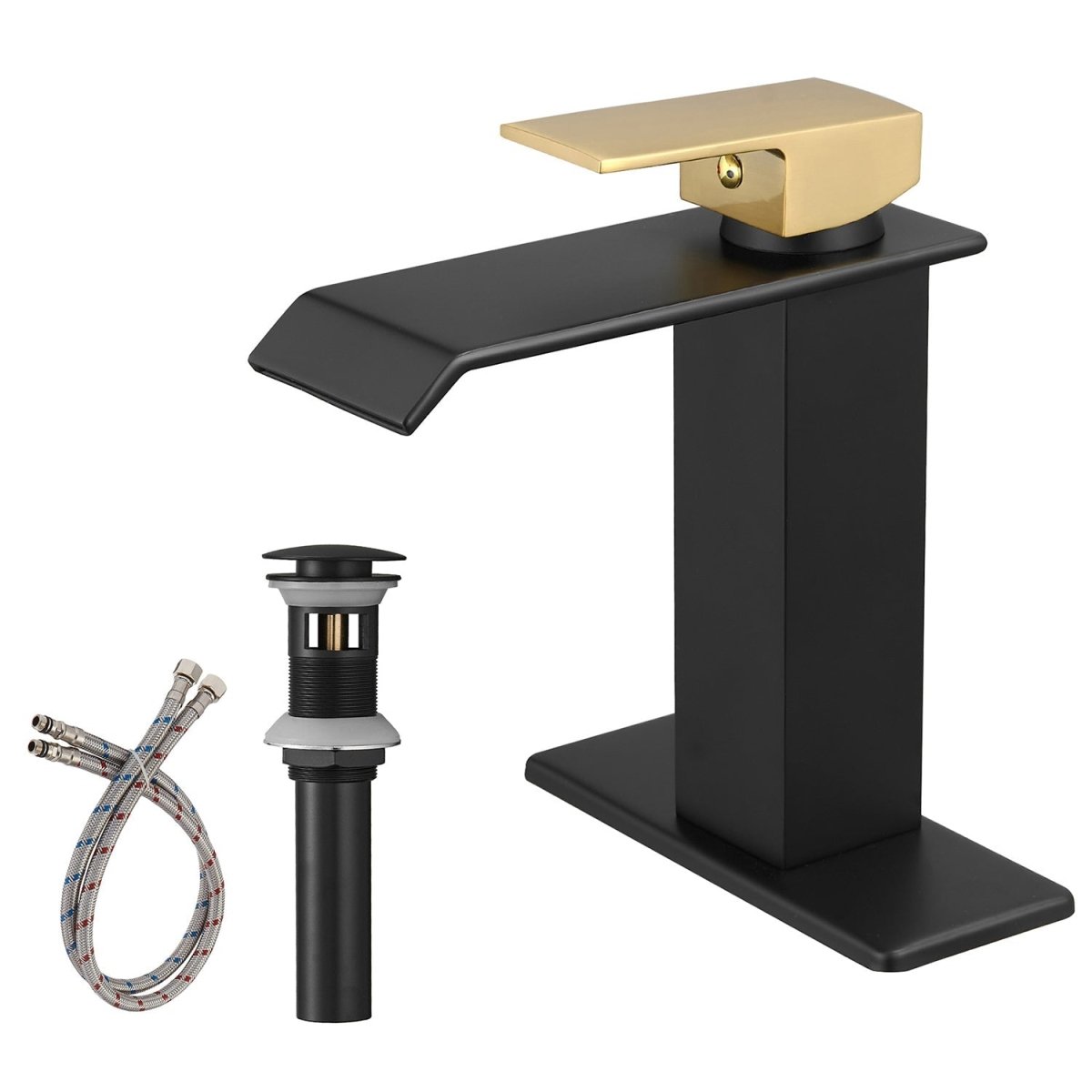 Single Hole Single-Handle Bathroom Faucet Matte Black & Gold - buyfaucet.com