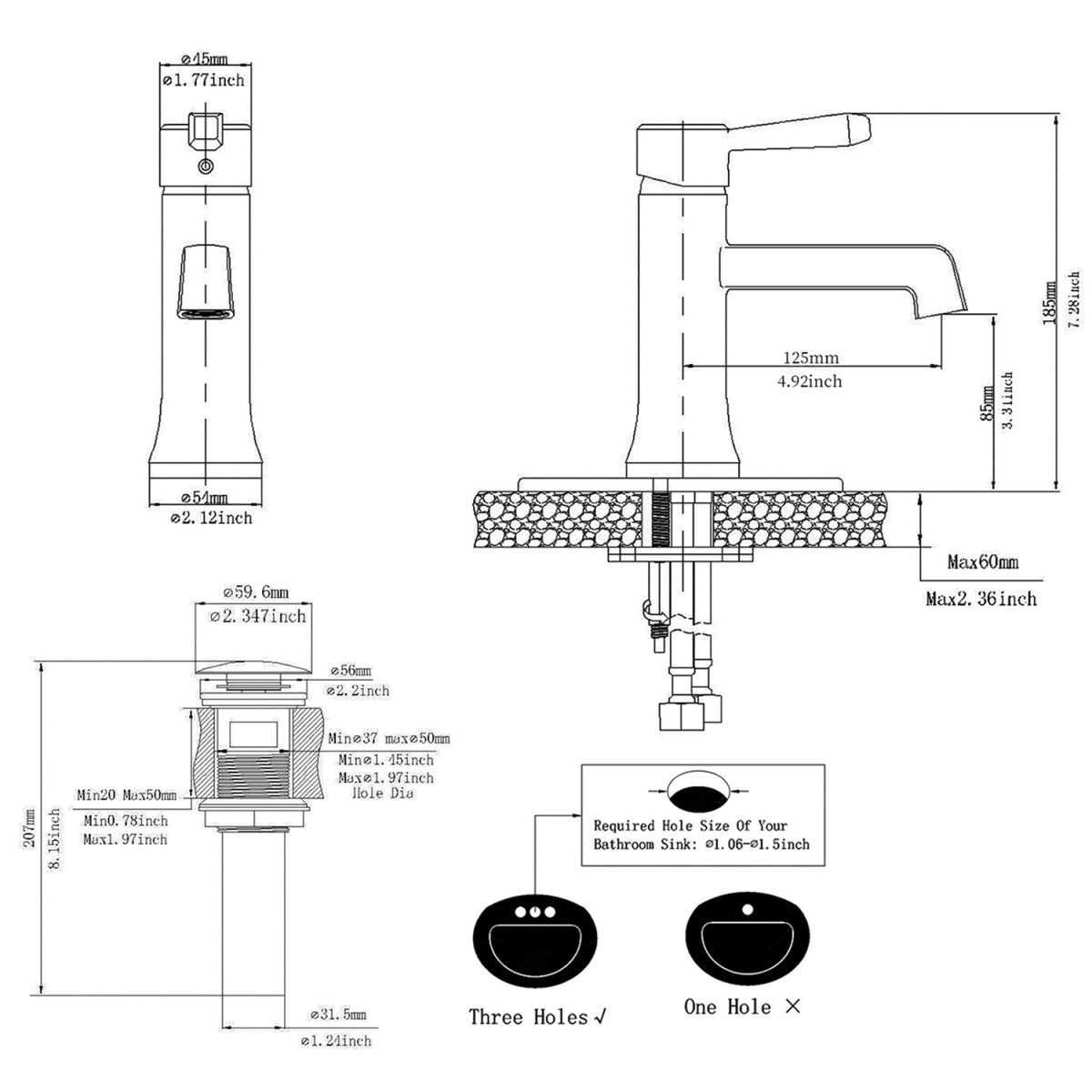 Single Hole Single-Handle Bathroom Faucet Oil Rubbed Bronze - buyfaucet.com