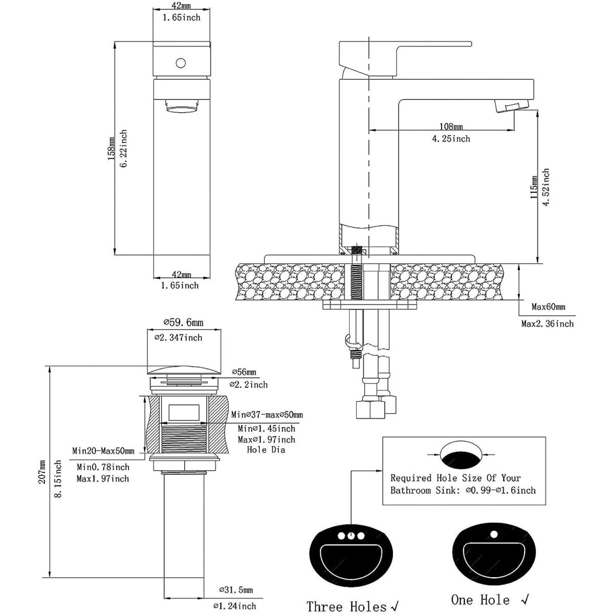 Single Hole Single-Handle Bathroom Faucet Oil Rubbed Bronze - buyfaucet.com