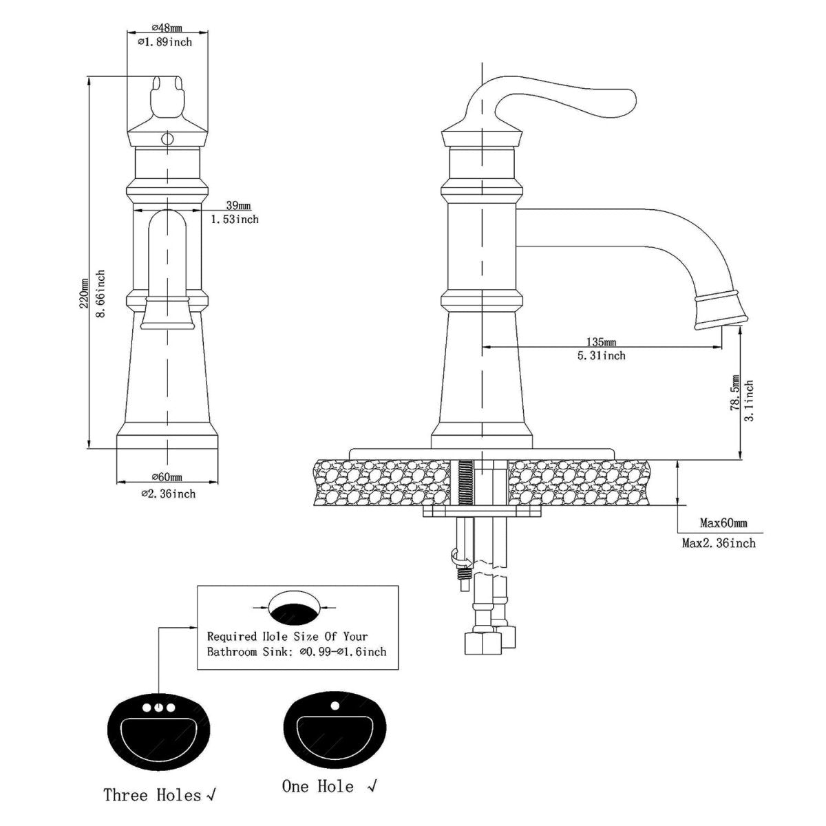 Single Hole Single-Handle Bathroom Faucet Oil Rubbed Bronze - buyfaucet.com