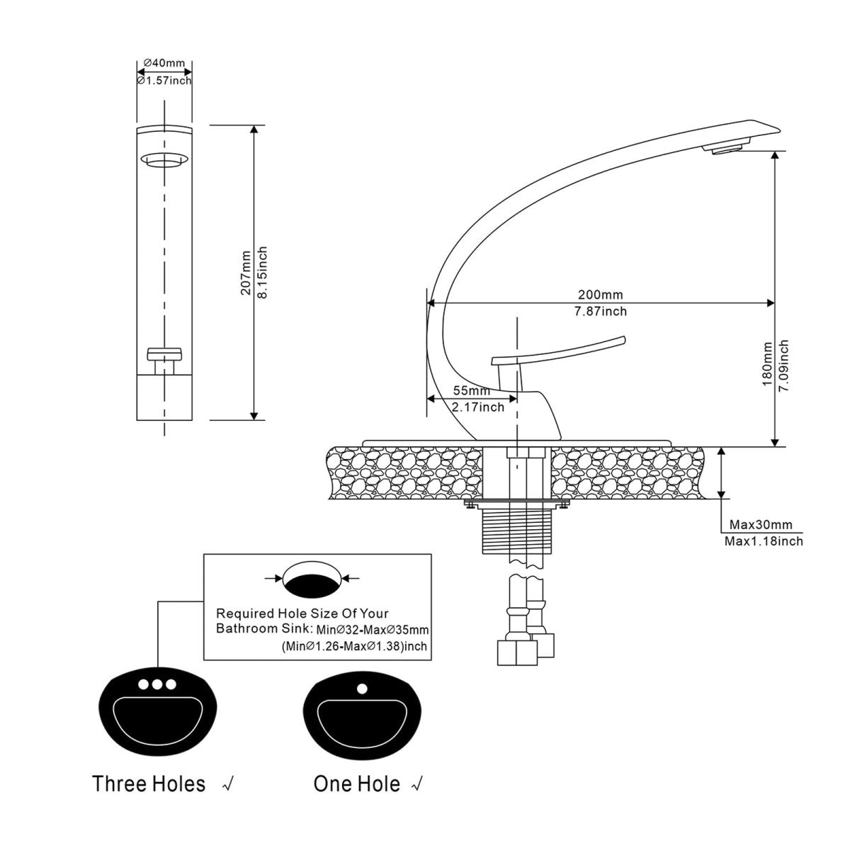 Single Hole Single Handle Bathroom Faucet Polished Chrome - buyfaucet.com