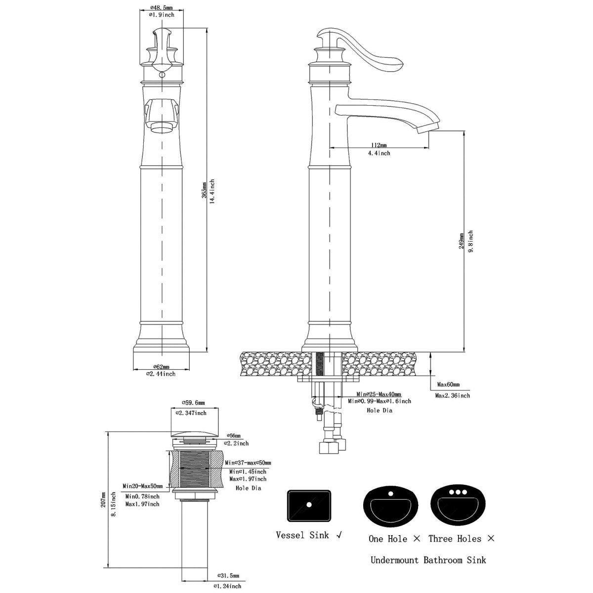 Single Hole Single Handle Bathroom Sink Faucet Black - buyfaucet.com