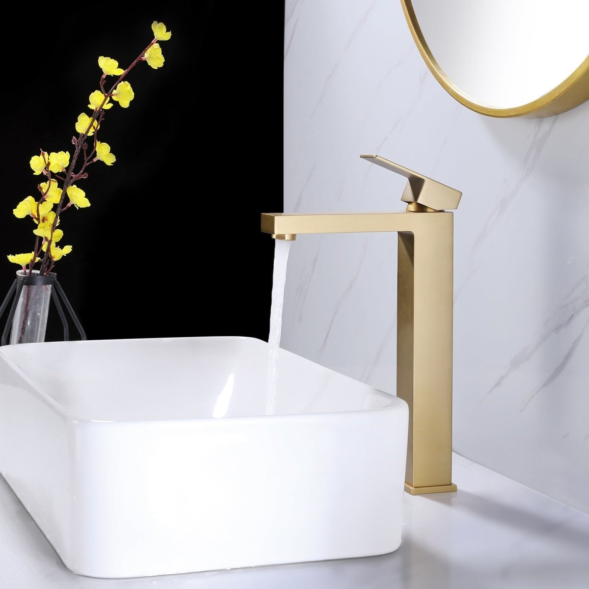 Single Hole Single Handle Bathroom Sink Faucet Brushed Gold - buyfaucet.com