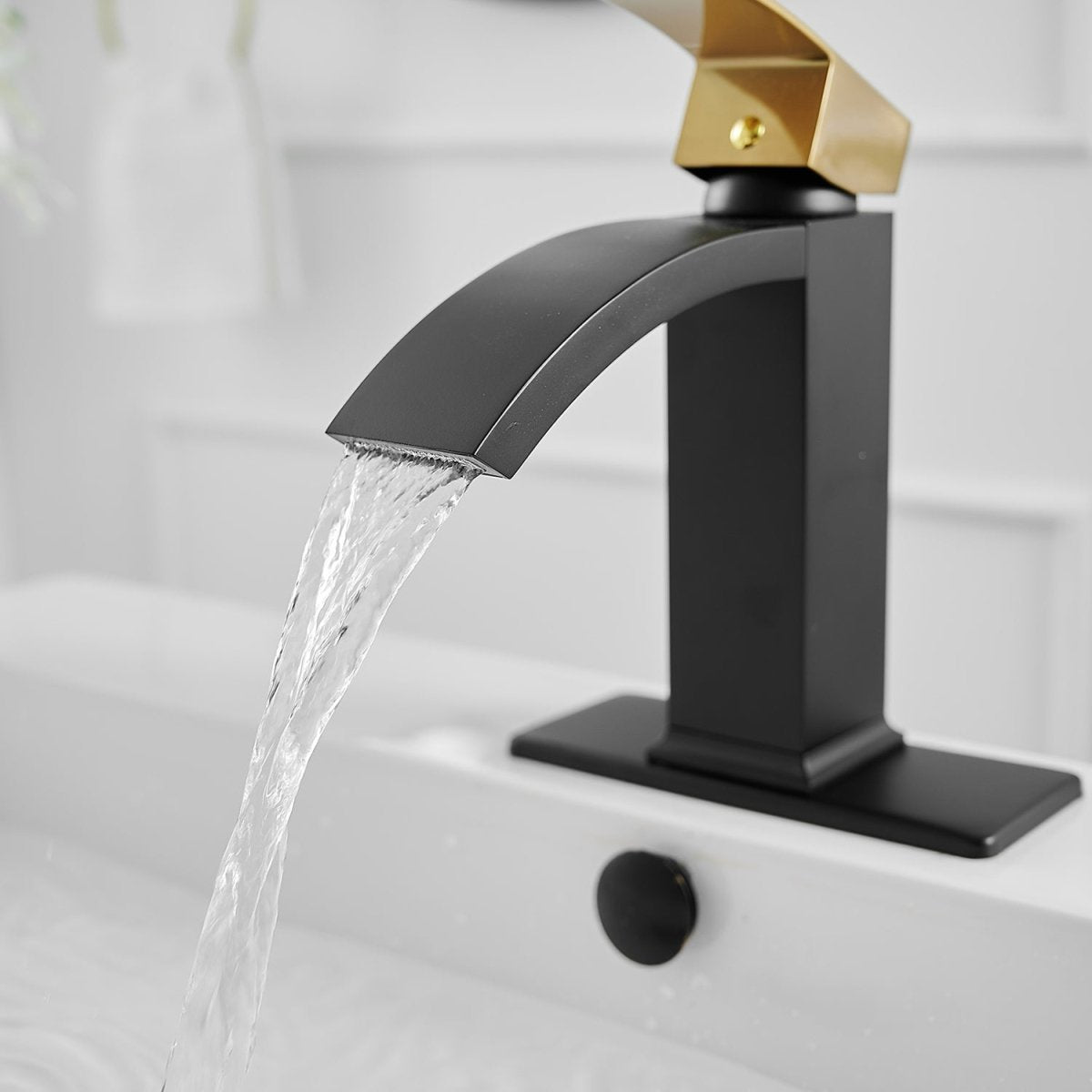 Single Hole Single Handle Bathroom Sink Faucet Gold & Black - buyfaucet.com