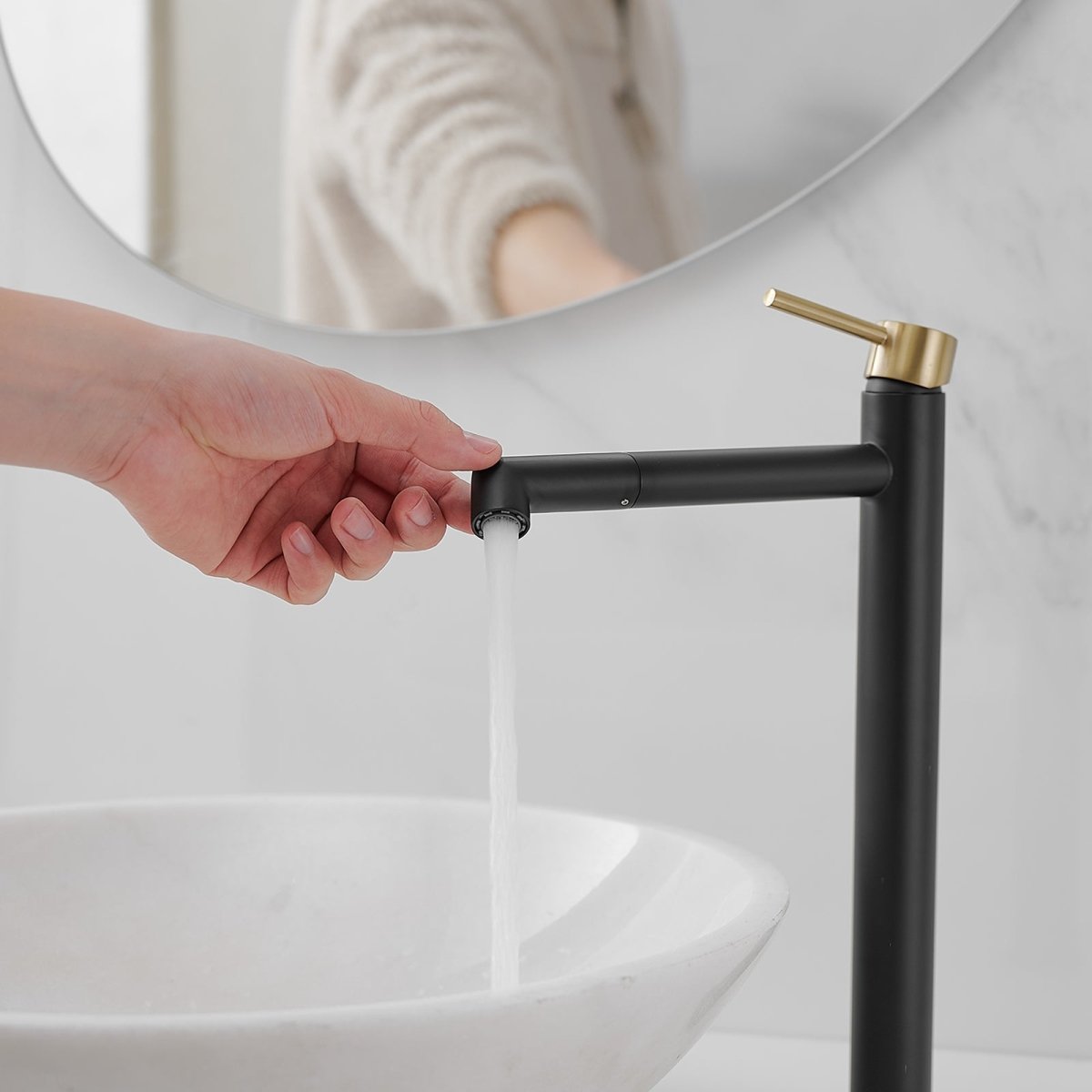 Single Hole Single Handle Bathroom Vessel Faucet Black Gold - buyfaucet.com