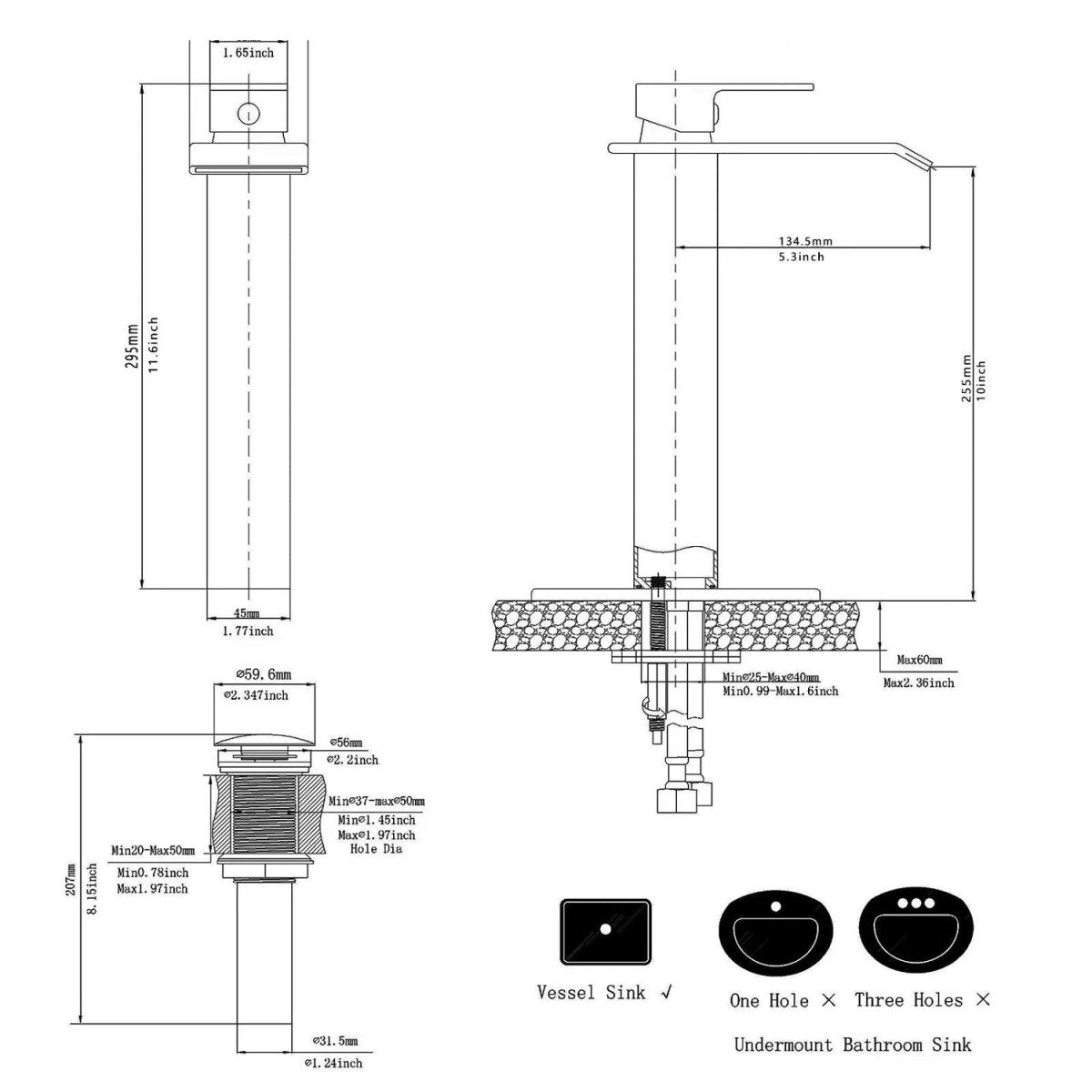 Single Hole Single Handle Bathroom Vessel Sink Faucet Black - buyfaucet.com