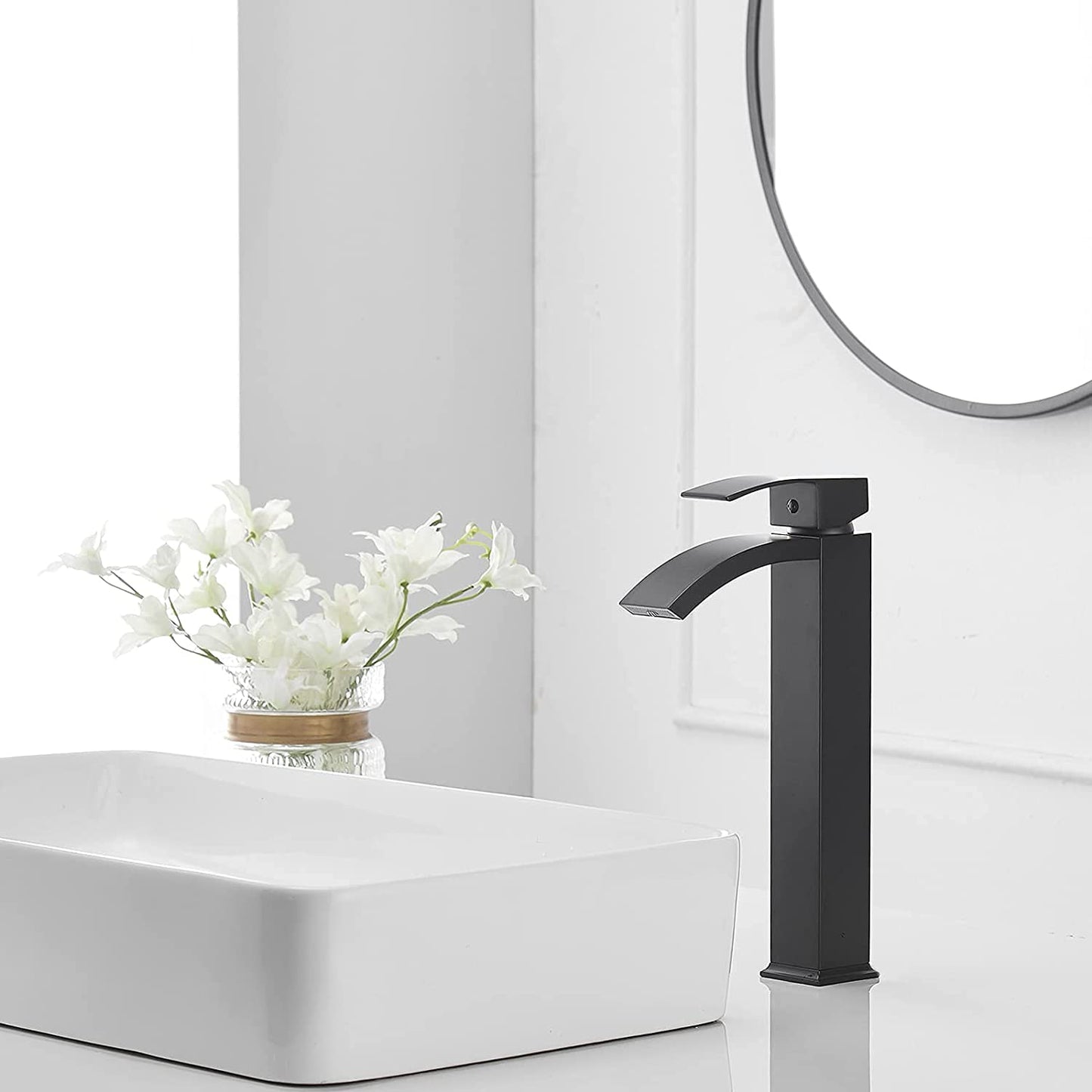 Single Hole Single Handle High Arc Bathroom Faucet Black - buyfaucet.com