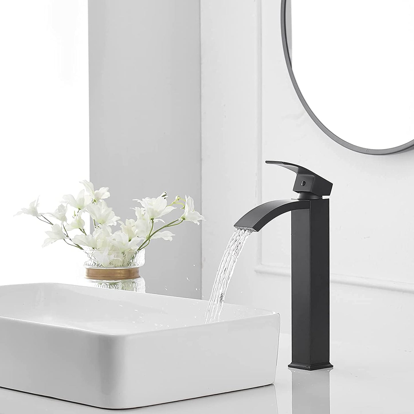 Single Hole Single Handle High Arc Bathroom Faucet Black - buyfaucet.com