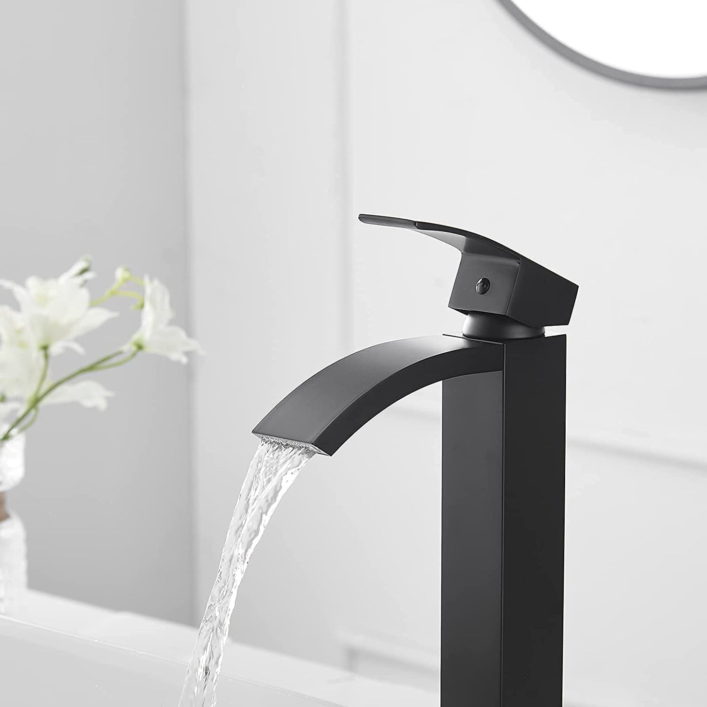 Single Hole Single Handle High Arc Bathroom Faucet Black - buyfaucet.com