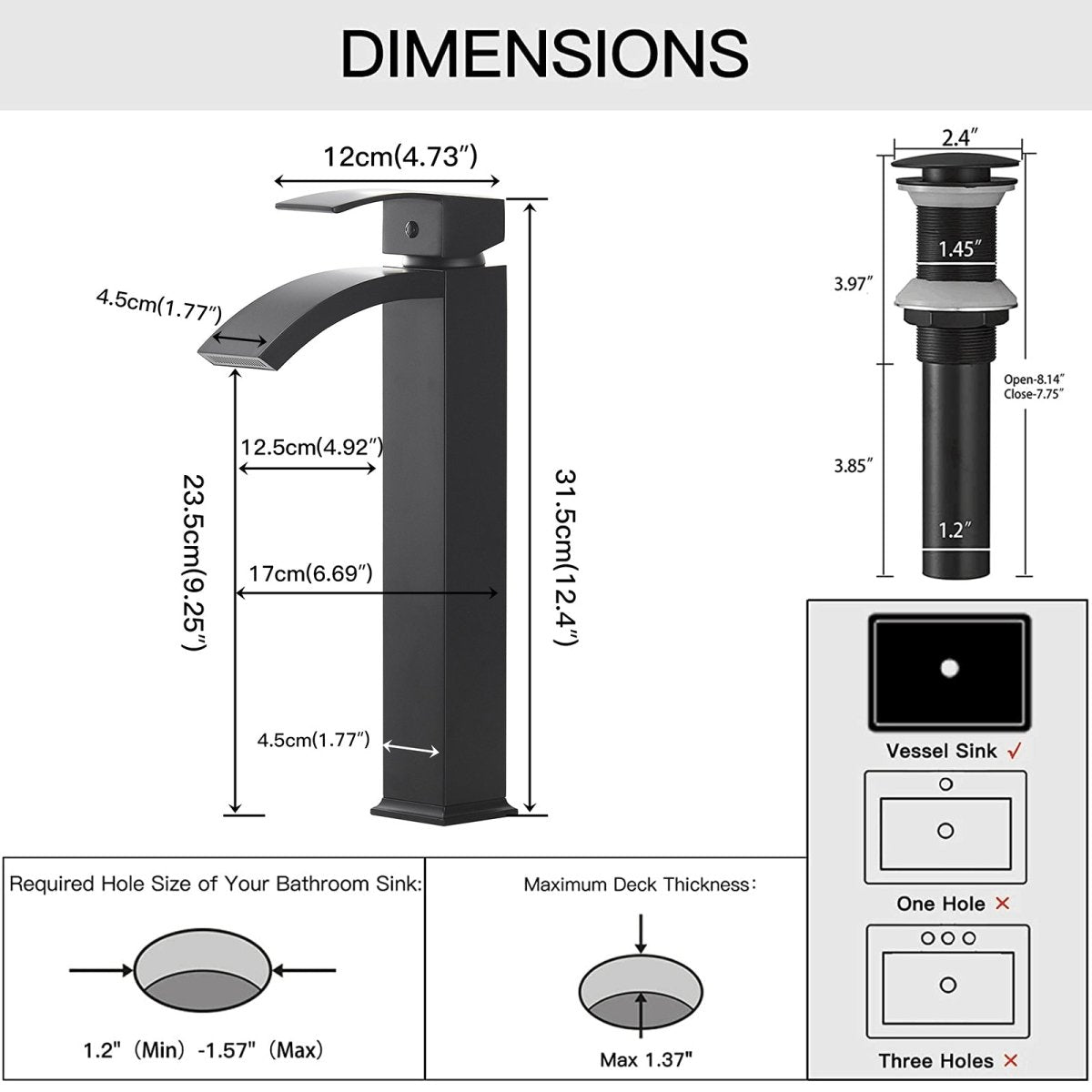 Single Hole Single Handle High Arc Bathroom Faucet Black - buyfaucet.com