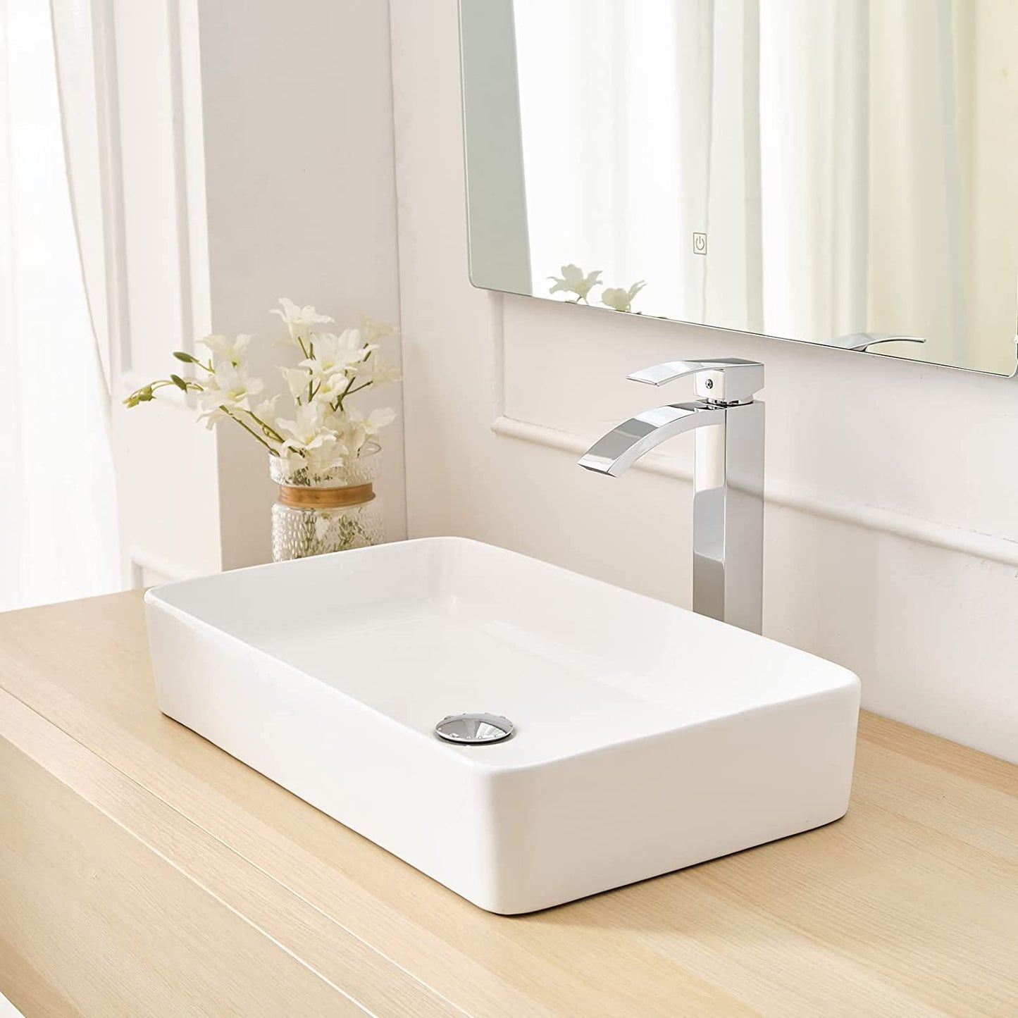 Single Hole Single-Handle High Arc Bathroom Faucet Chrome - buyfaucet.com