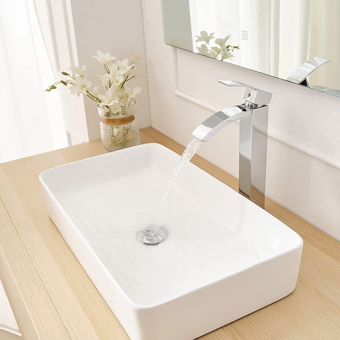 Single Hole Single-Handle High Arc Bathroom Faucet Chrome - buyfaucet.com
