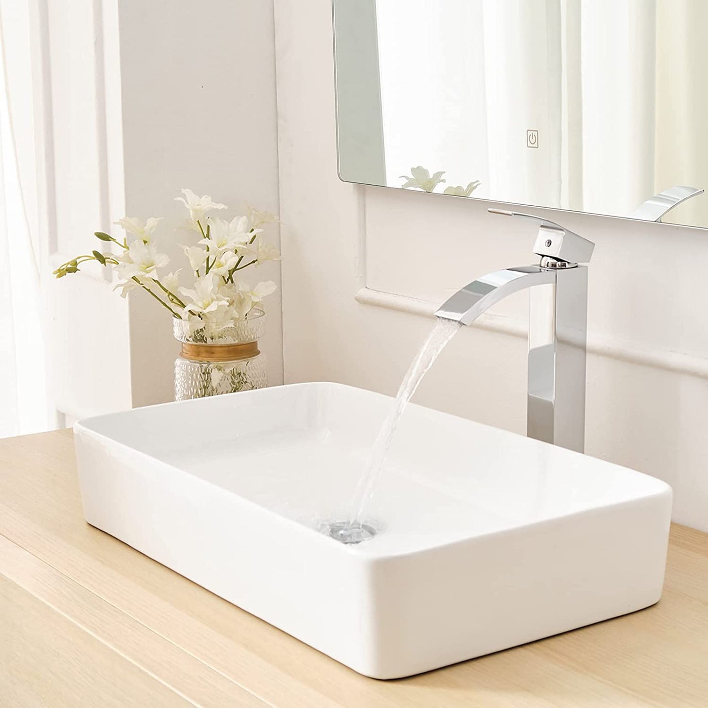 Single Hole Single-Handle High Arc Bathroom Faucet Chrome - buyfaucet.com