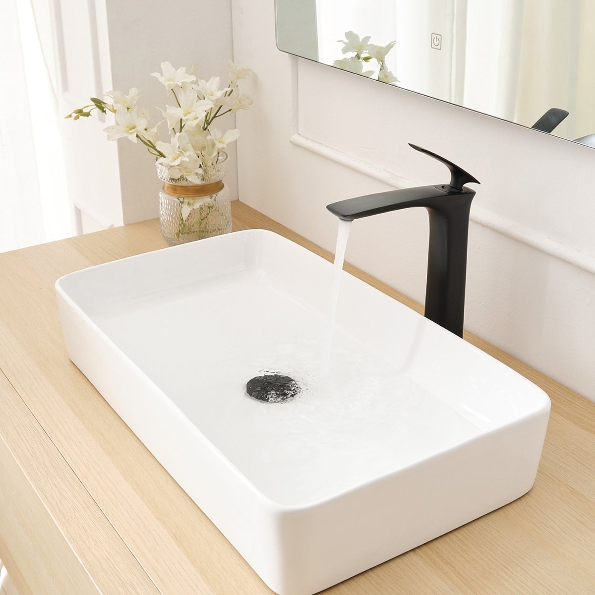 Single Hole Single Handle Modern Bathroom Sink Faucet Black - buyfaucet.com