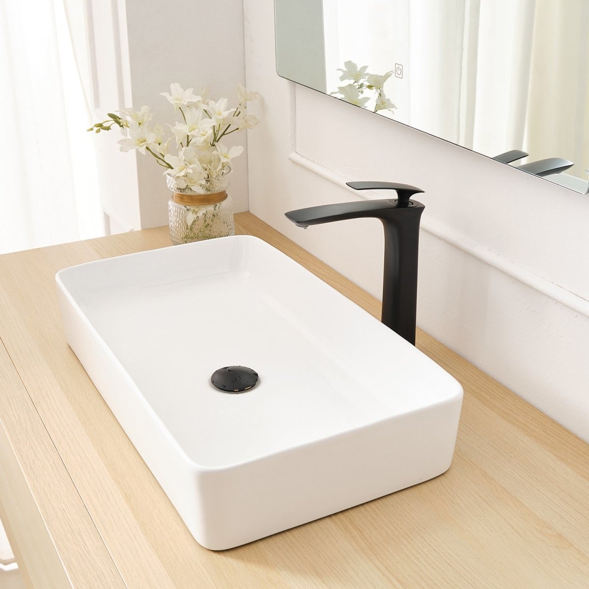 Single Hole Single Handle Modern Bathroom Sink Faucet Black - buyfaucet.com