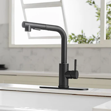 Single Hole Single-Handle Pull out Kitchen Faucet Black - buyfaucet.com