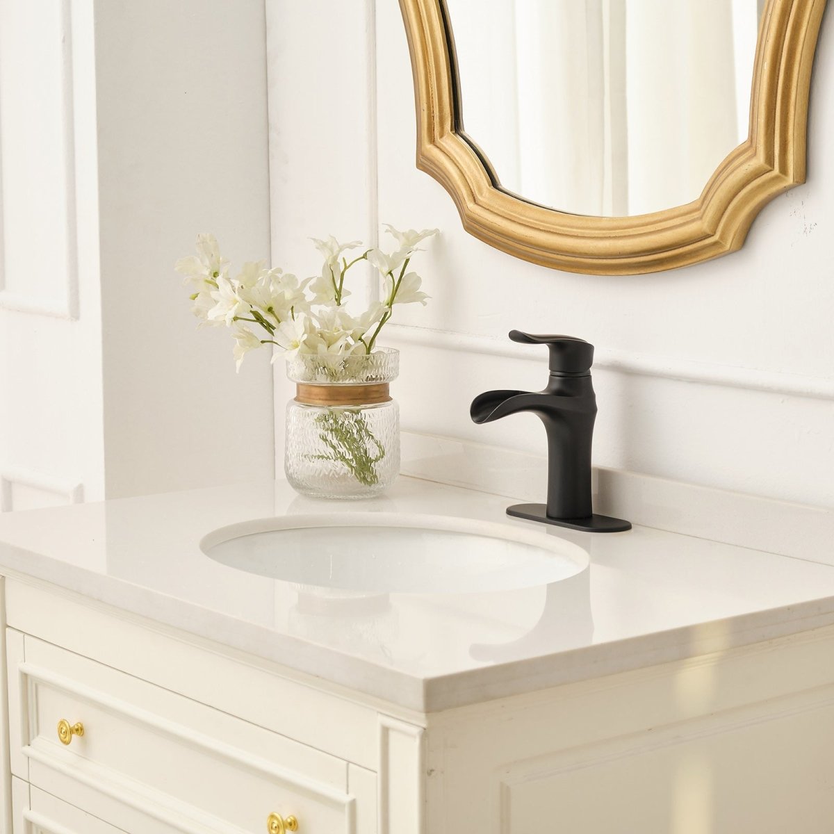 Single Hole Single Handle Waterfall Bathroom Faucet Matte Black - buyfaucet.com