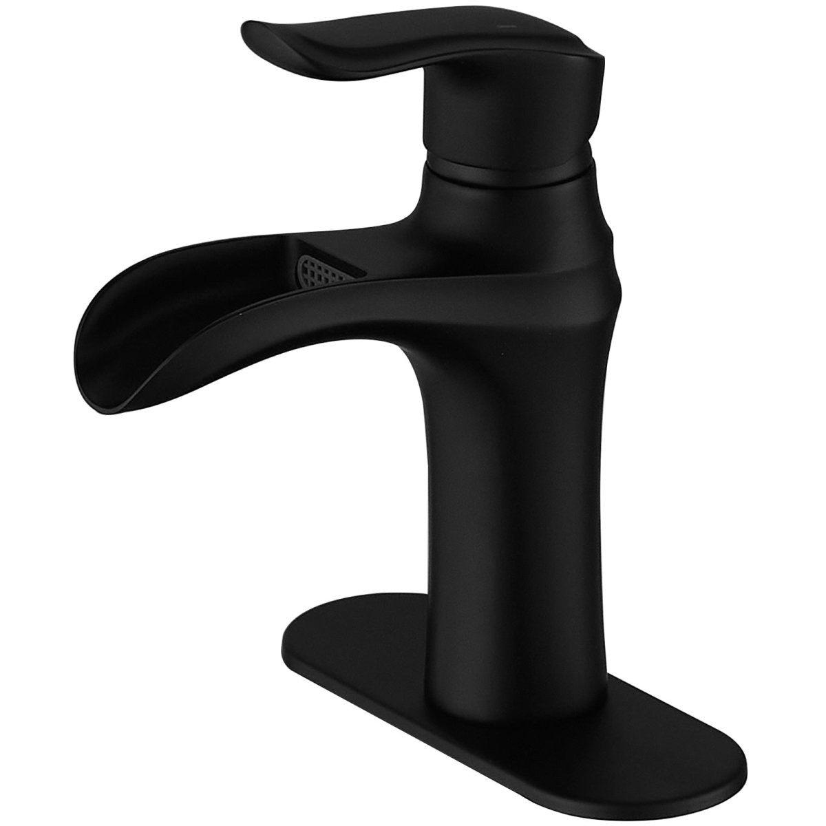Single Hole Single Handle Waterfall Bathroom Faucet Matte Black - buyfaucet.com