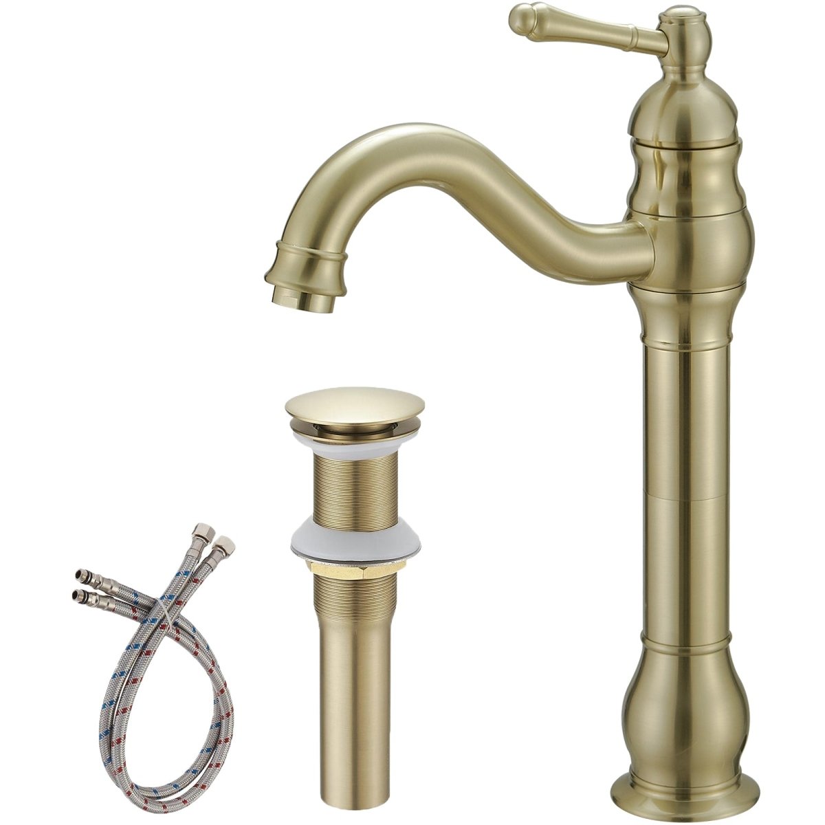 Single Hole Sink Faucet with 360-degree Swivel Spout Brushed Gold - buyfaucet.com