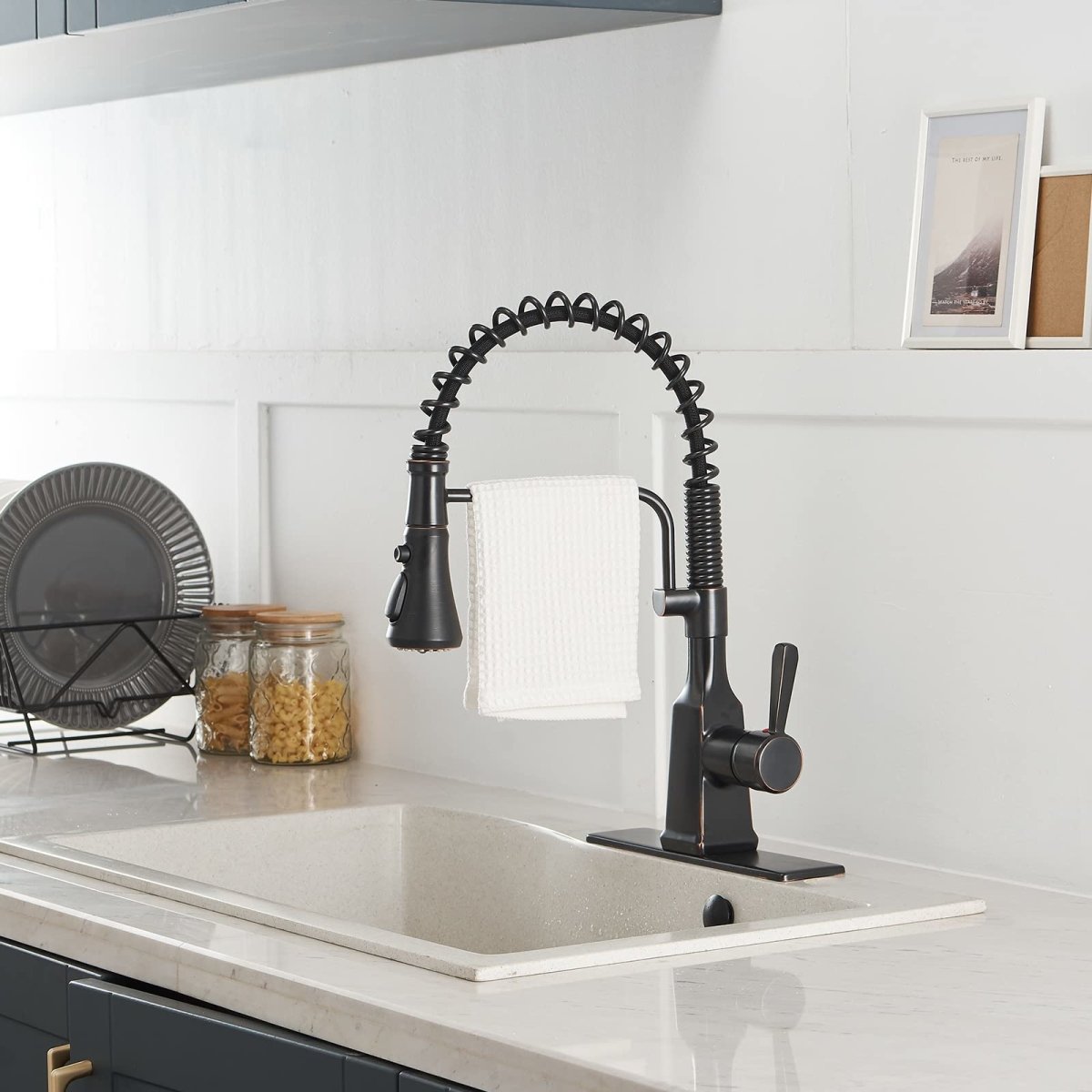 Single-Hole Sprayer 3 Spray Kitchen Faucet Oil Rubbed Bronze - buyfaucet.com