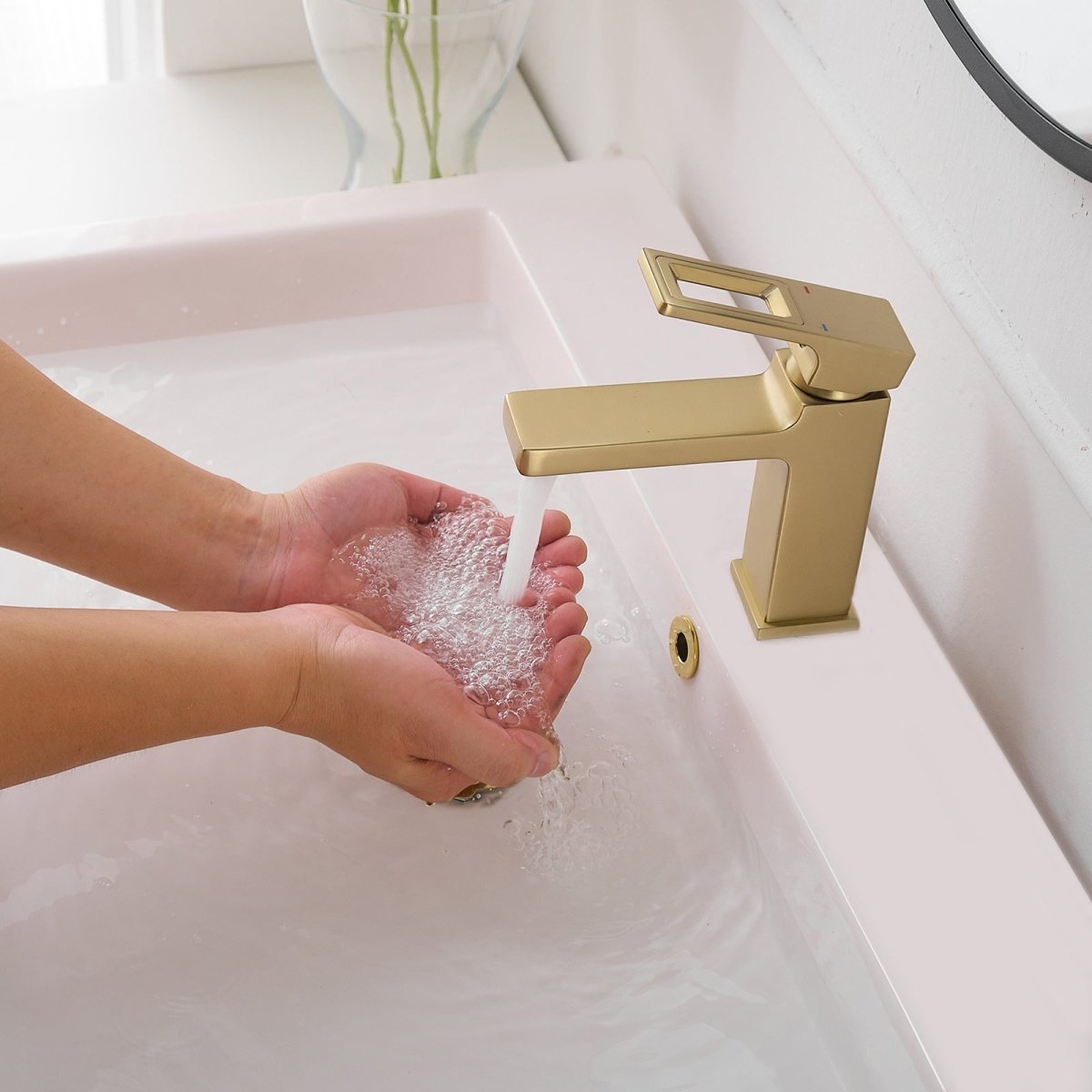 Single Hole Water-Saving Basin Bathroom Faucet Brushed Gold - buyfaucet.com