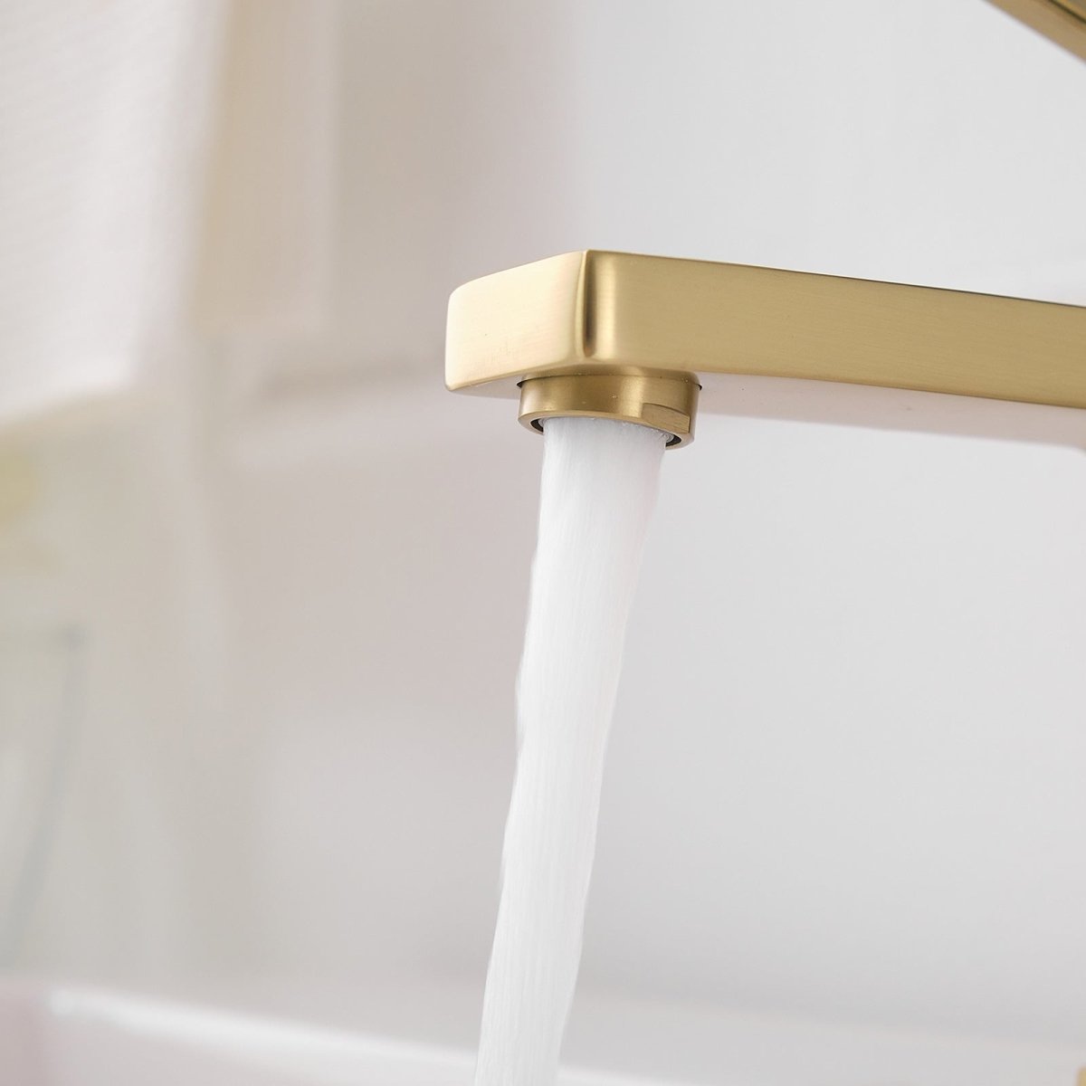Single Hole Water-Saving Basin Bathroom Faucet Brushed Gold - buyfaucet.com