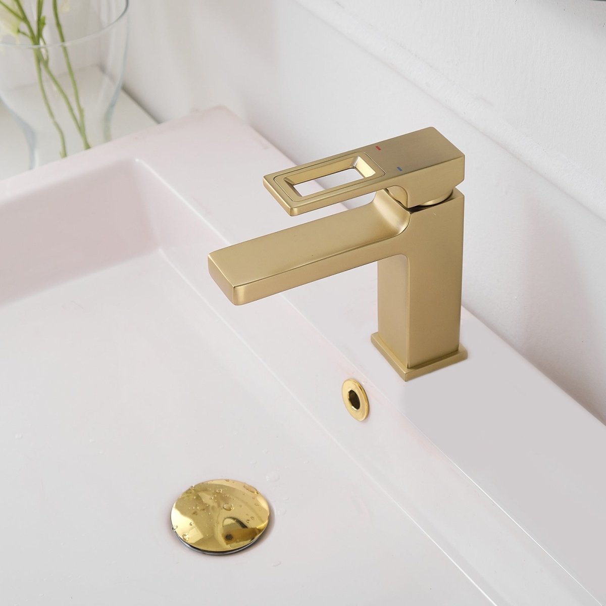 Single Hole Water-Saving Basin Bathroom Faucet Brushed Gold - buyfaucet.com