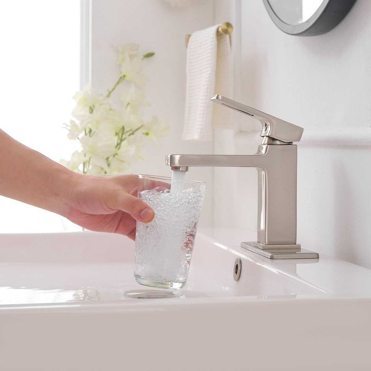 Single Hole Water-Saving Basin Bathroom Faucet Brushed Nickel - buyfaucet.com