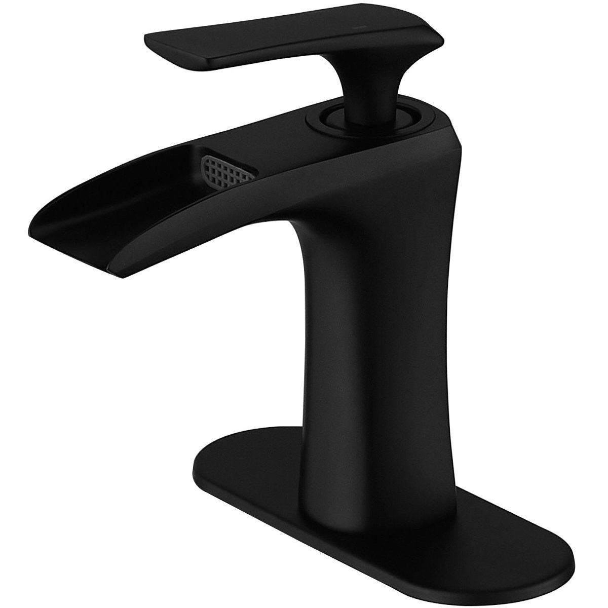 Single Hole Waterfall Bathroom Faucets Sink Faucets Matte Black - buyfaucet.com