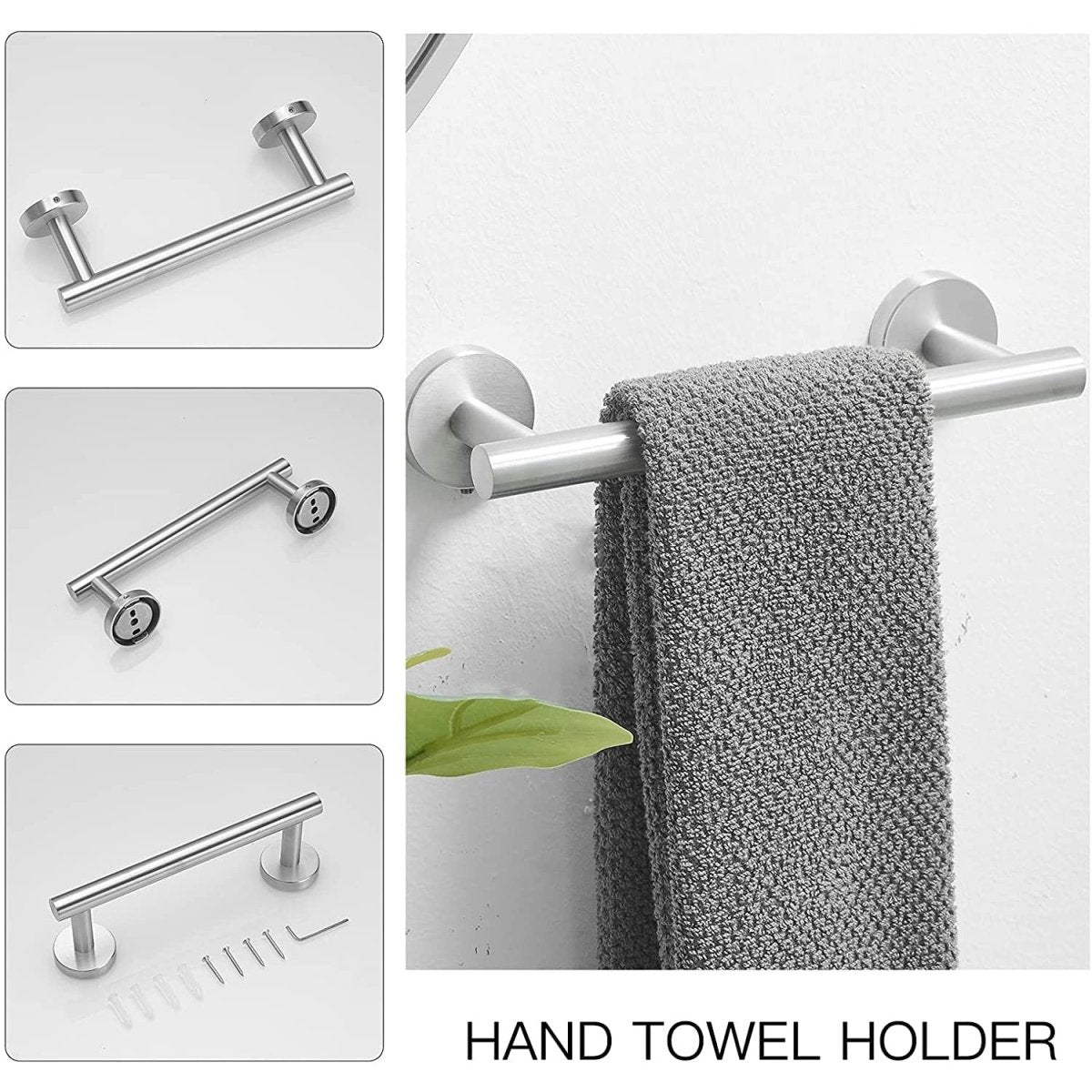 Single Wall Mounted Hand Towel Holder Brushed Nickel - buyfaucet.com