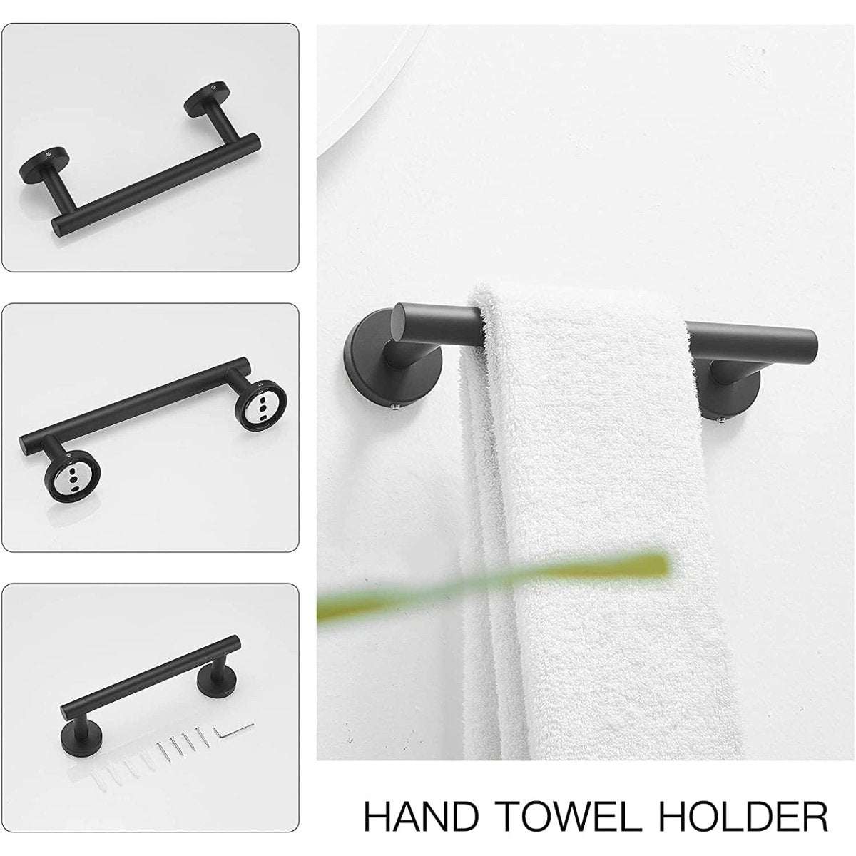 Single Wall Mounted Hand Towel Holder Matte Black - buyfaucet.com