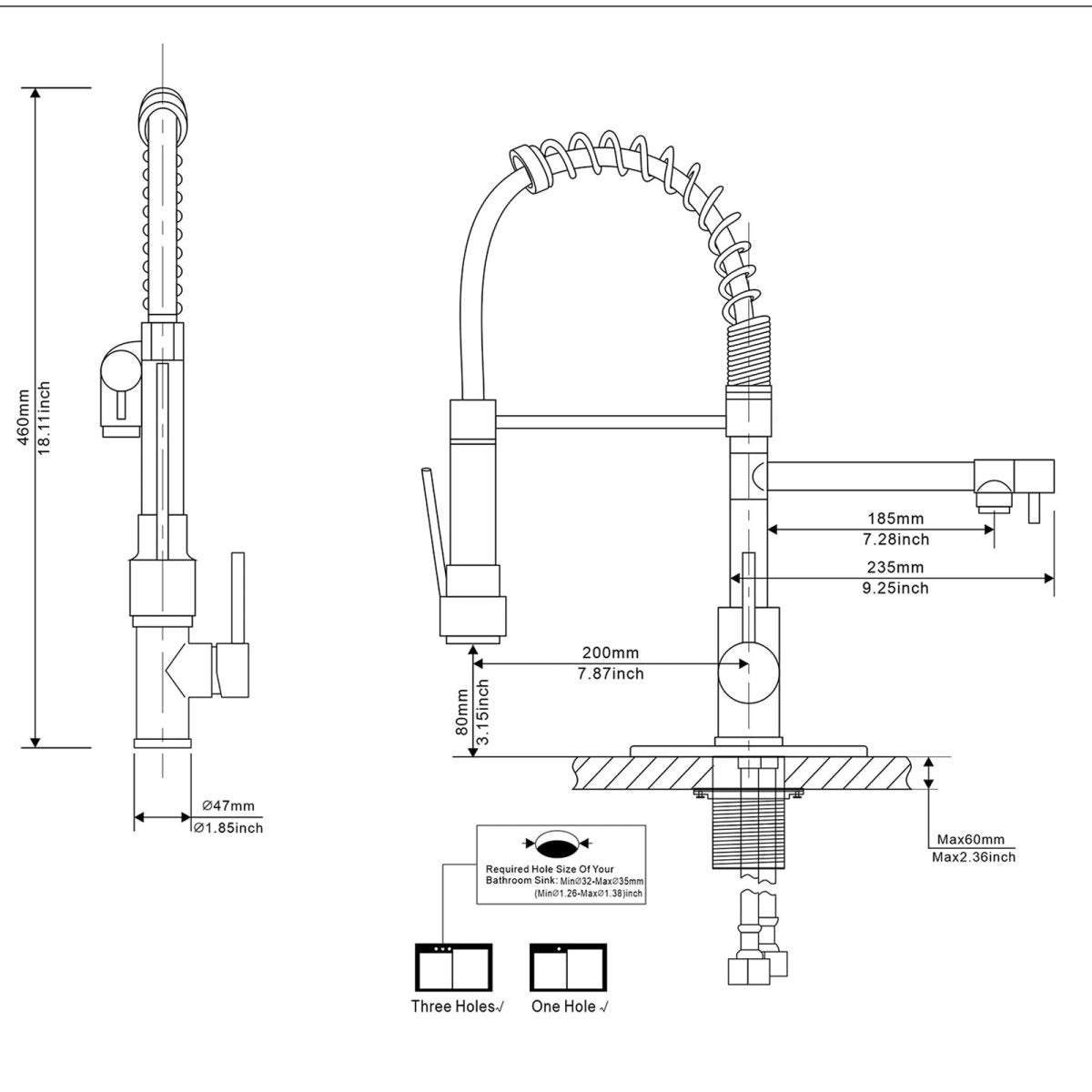 Sink Faucet with Pull Down Sprayer Single Handle Spring Chrome - buyfaucet.com