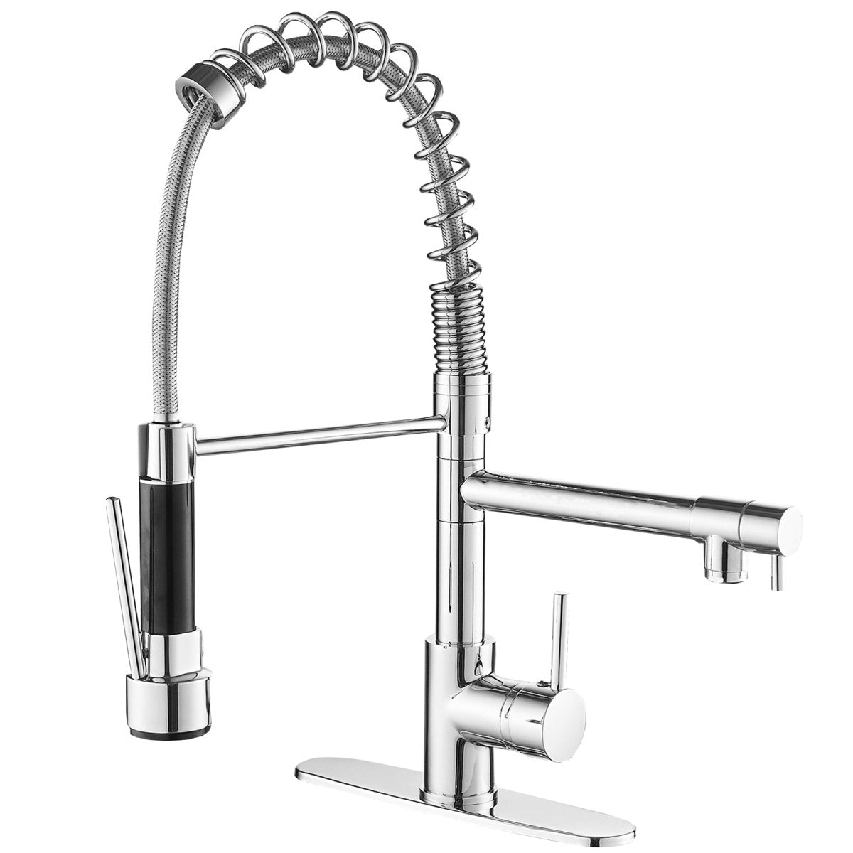 Sink Faucet with Pull Down Sprayer Single Handle Spring Chrome - buyfaucet.com