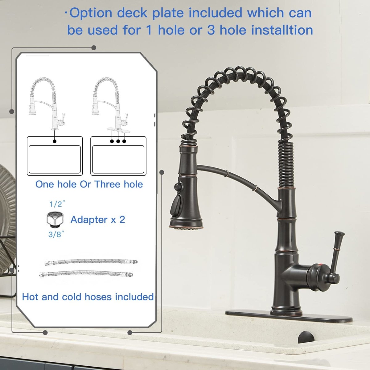 Sprayer 3 Spray Pull-Down Kitchen Faucet Oil Rubbed Bronze - buyfaucet.com