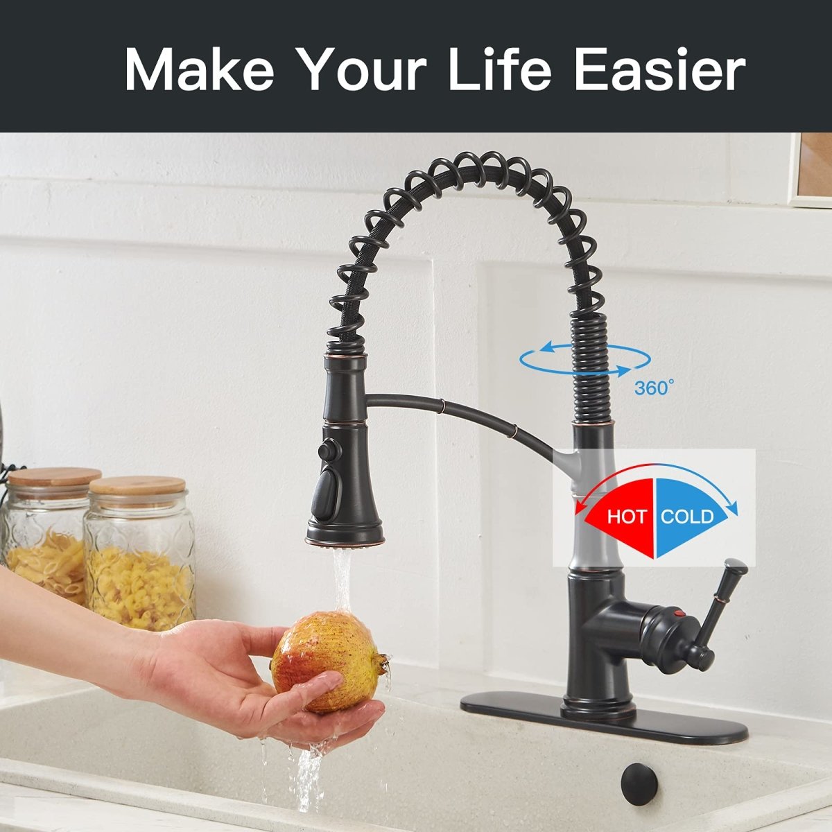 Sprayer 3 Spray Pull-Down Kitchen Faucet Oil Rubbed Bronze - buyfaucet.com