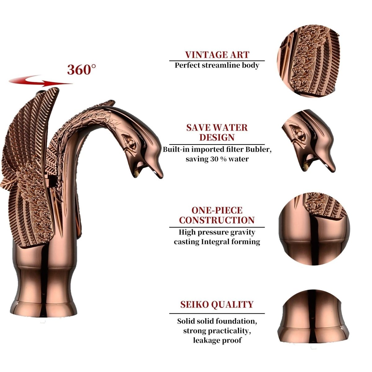 Swan Single Hole 1-Handle Bathroom Faucet Antique Copper - buyfaucet.com