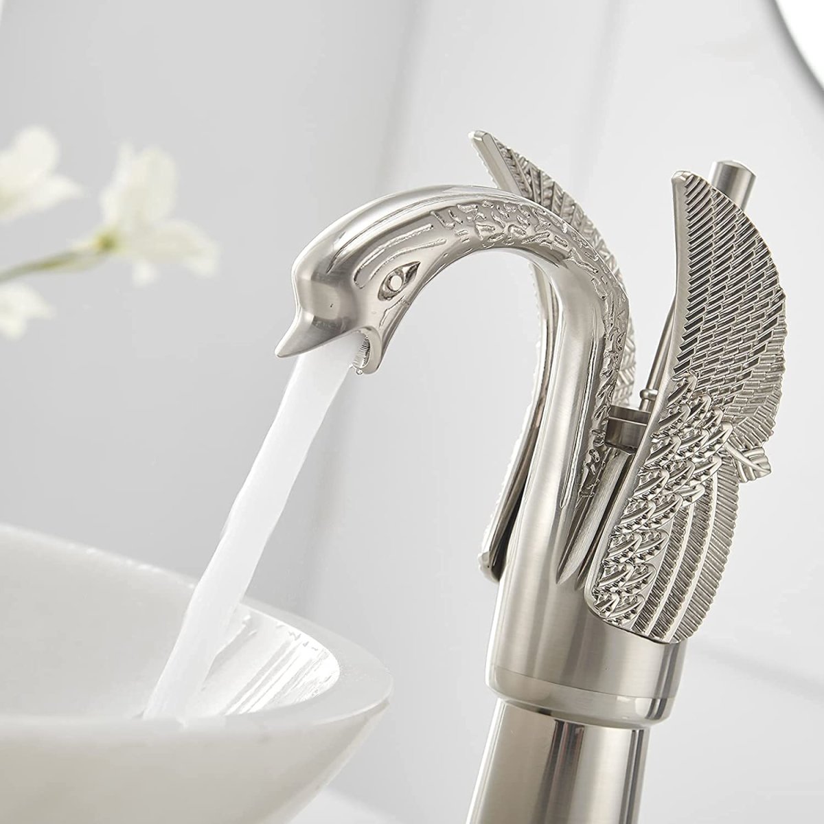 Swan Single Hole 1-Handle Bathroom Faucet Brushed Nickel - buyfaucet.com