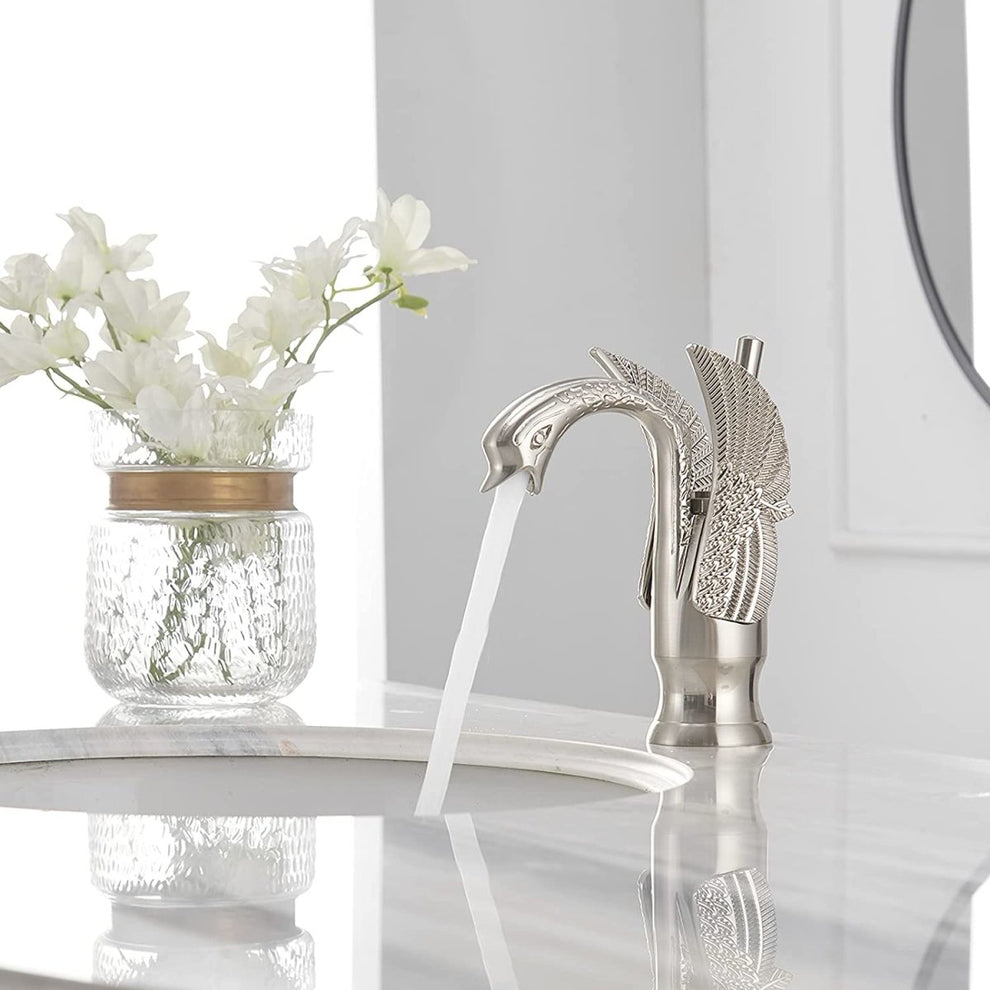 Swan Single Hole 1-Handle Bathroom Faucet Brushed Nickel - buyfaucet.com