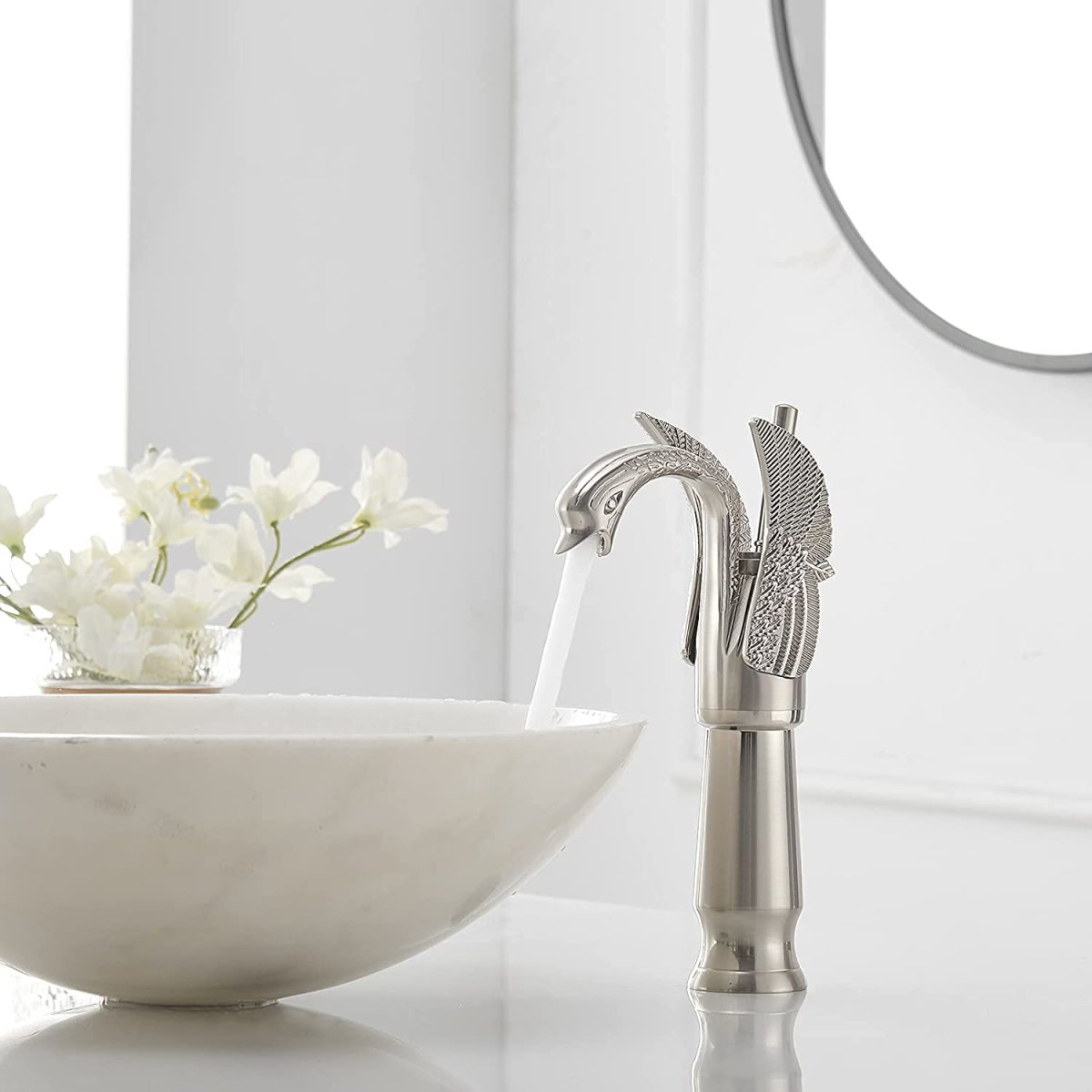Swan Single Hole 1-Handle Bathroom Faucet Brushed Nickel - buyfaucet.com