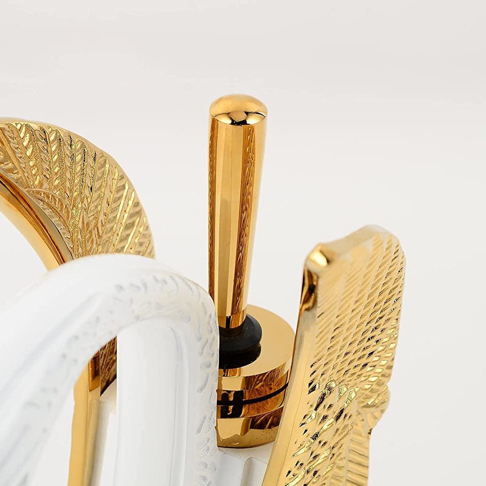 Swan Single Hole 1-Handle Bathroom Faucet Gold White - buyfaucet.com