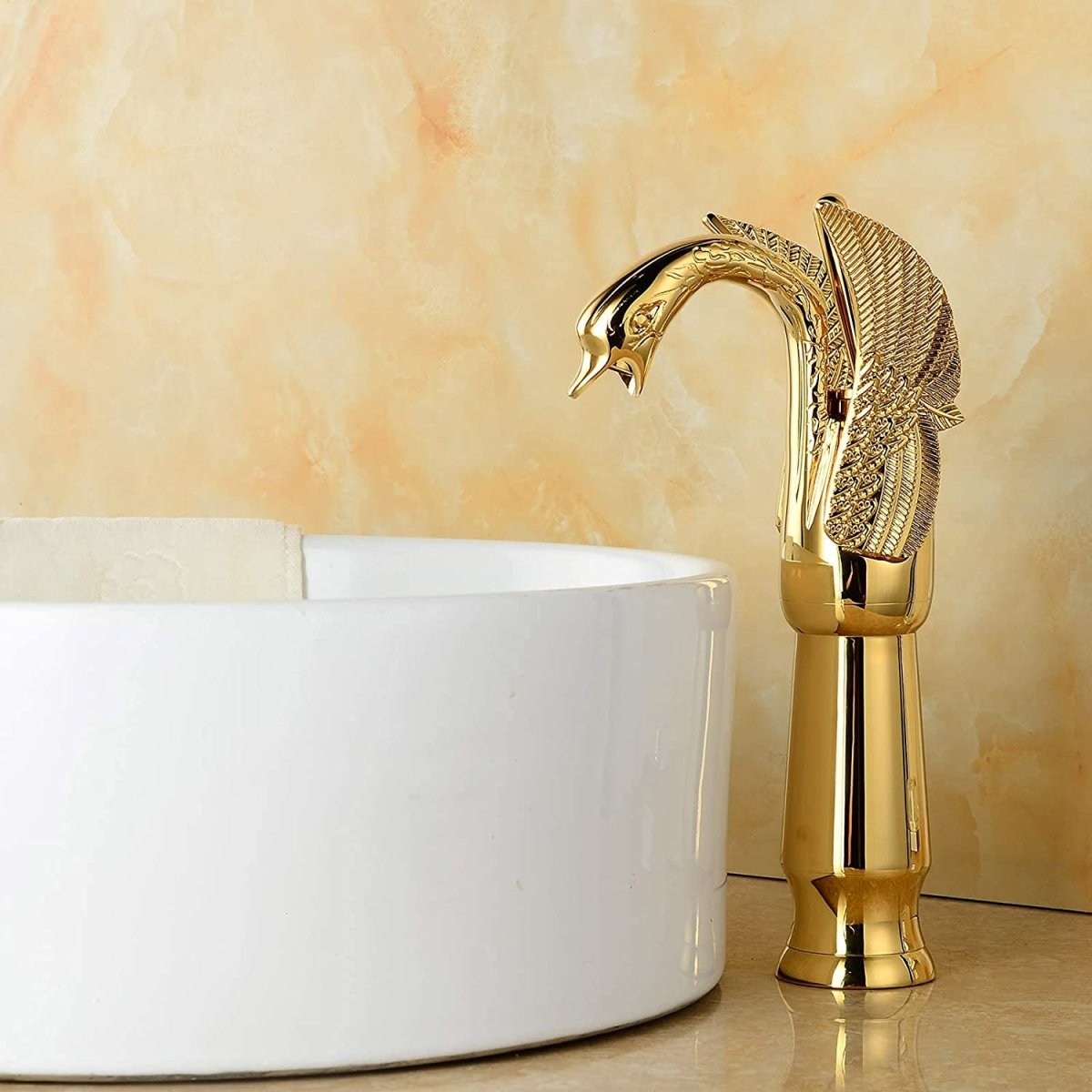 Swan Single Hole 1-Handle Bathroom Faucet Polished Gold - buyfaucet.com