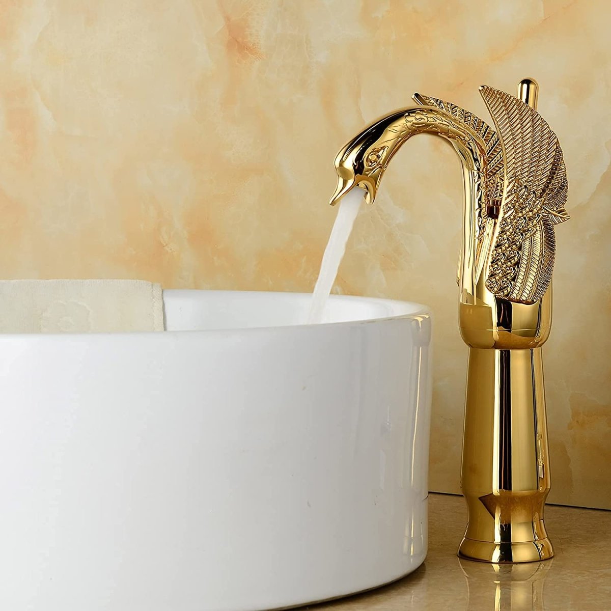 Swan Single Hole 1-Handle Bathroom Faucet Polished Gold - buyfaucet.com