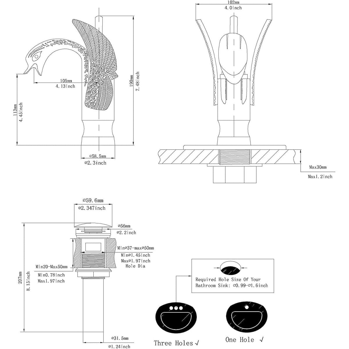 Swan Single Hole 1-Handle Bathroom Sink Faucet Gold - buyfaucet.com