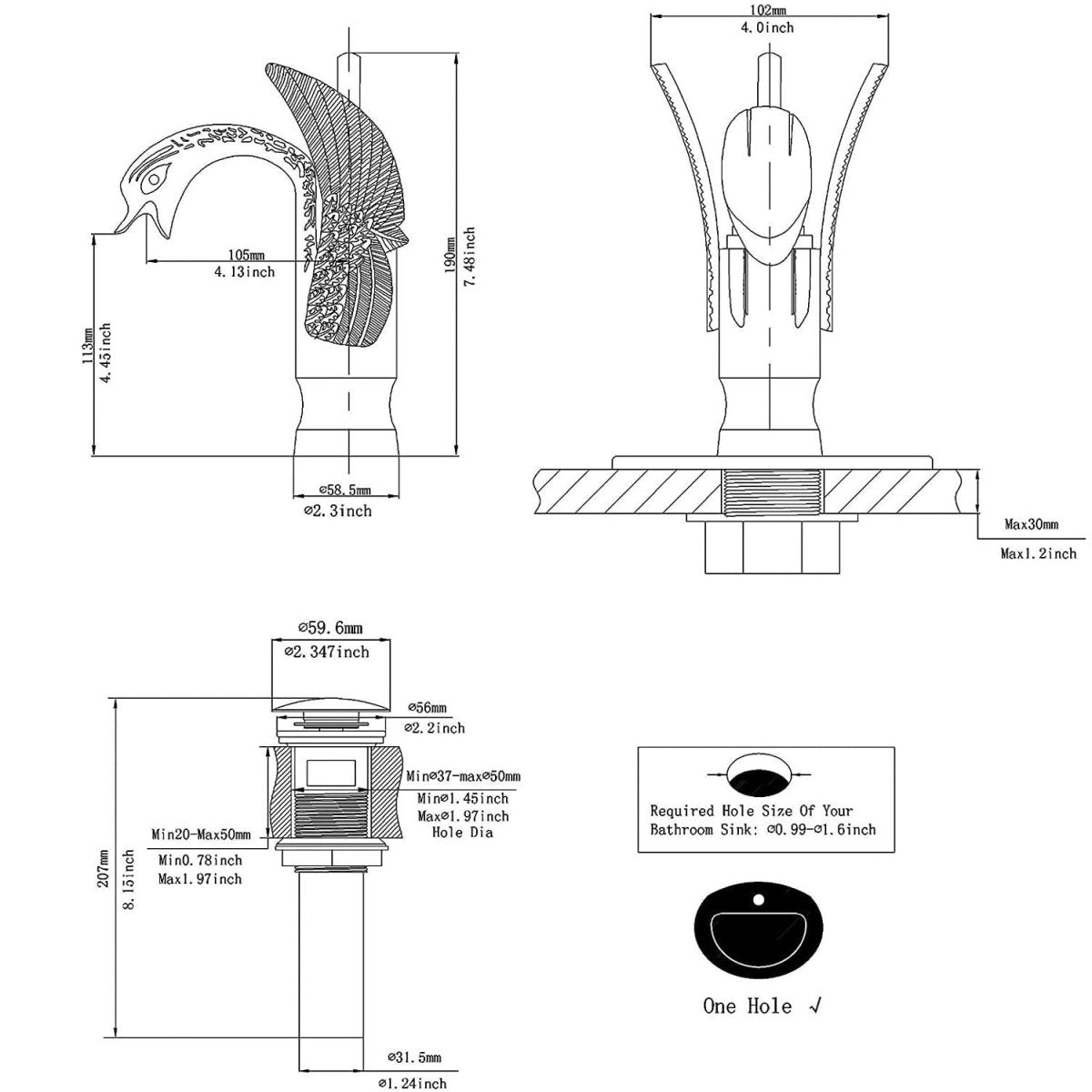 Swan Single Hole Single-Handle Bathroom Faucet Matte Black - buyfaucet.com