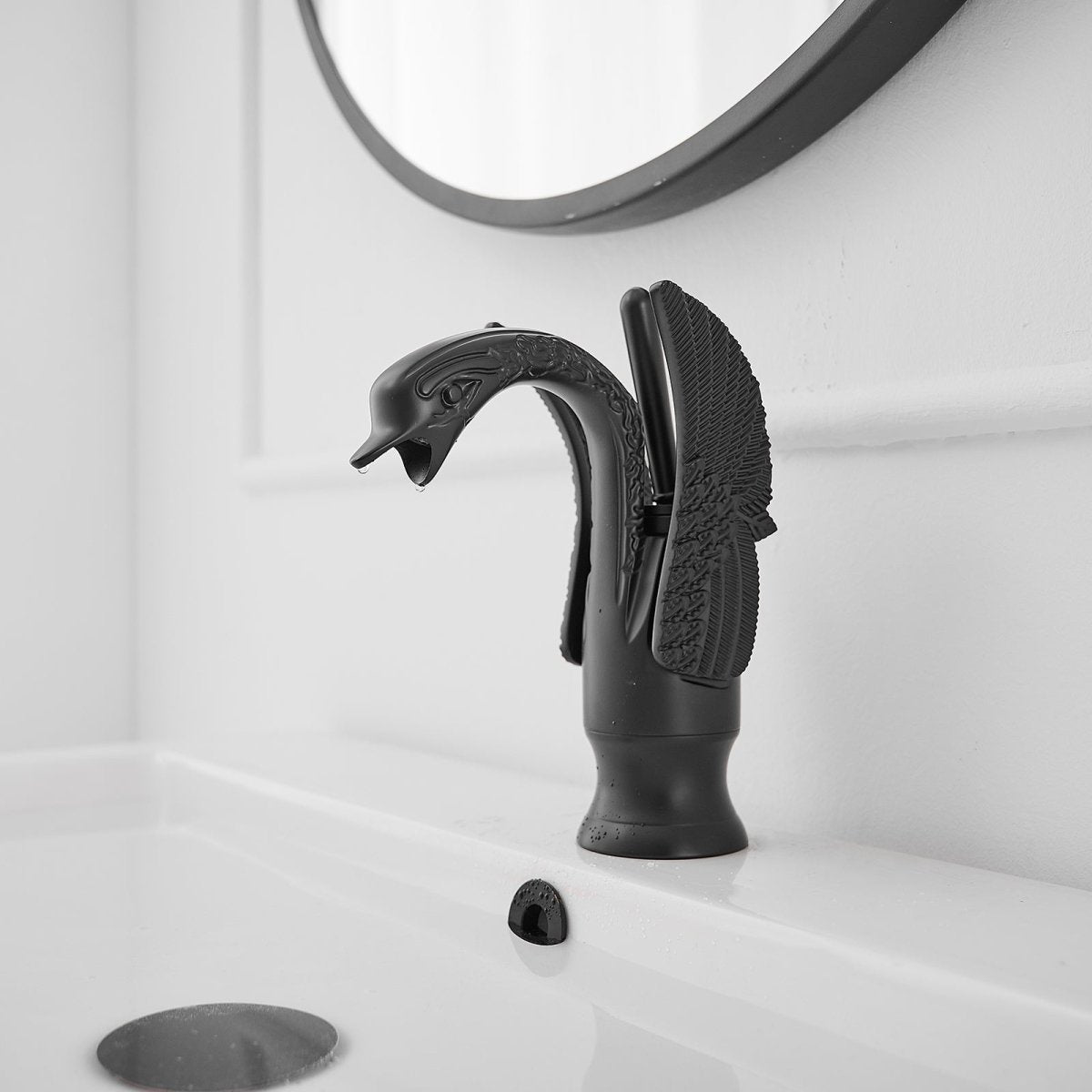 Swan Single Hole Single-Handle Bathroom Faucet Matte Black - buyfaucet.com