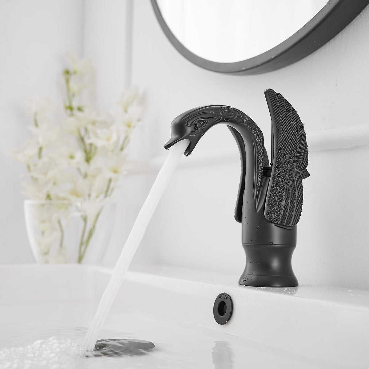 Swan Single Hole Single-Handle Bathroom Faucet Matte Black - buyfaucet.com